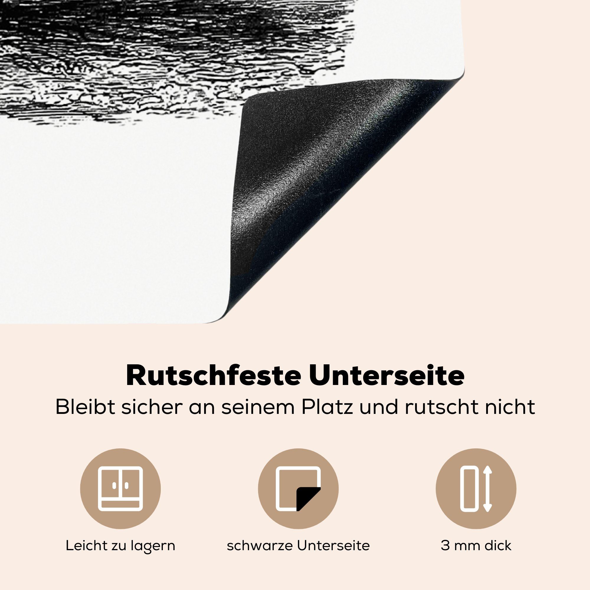 küche (1 Arbeitsplatte - Baum Natur, cm, Ceranfeldabdeckung, Herdblende-/Abdeckplatte für Vinyl, Jahrgang 78x78 MuchoWow - tlg),