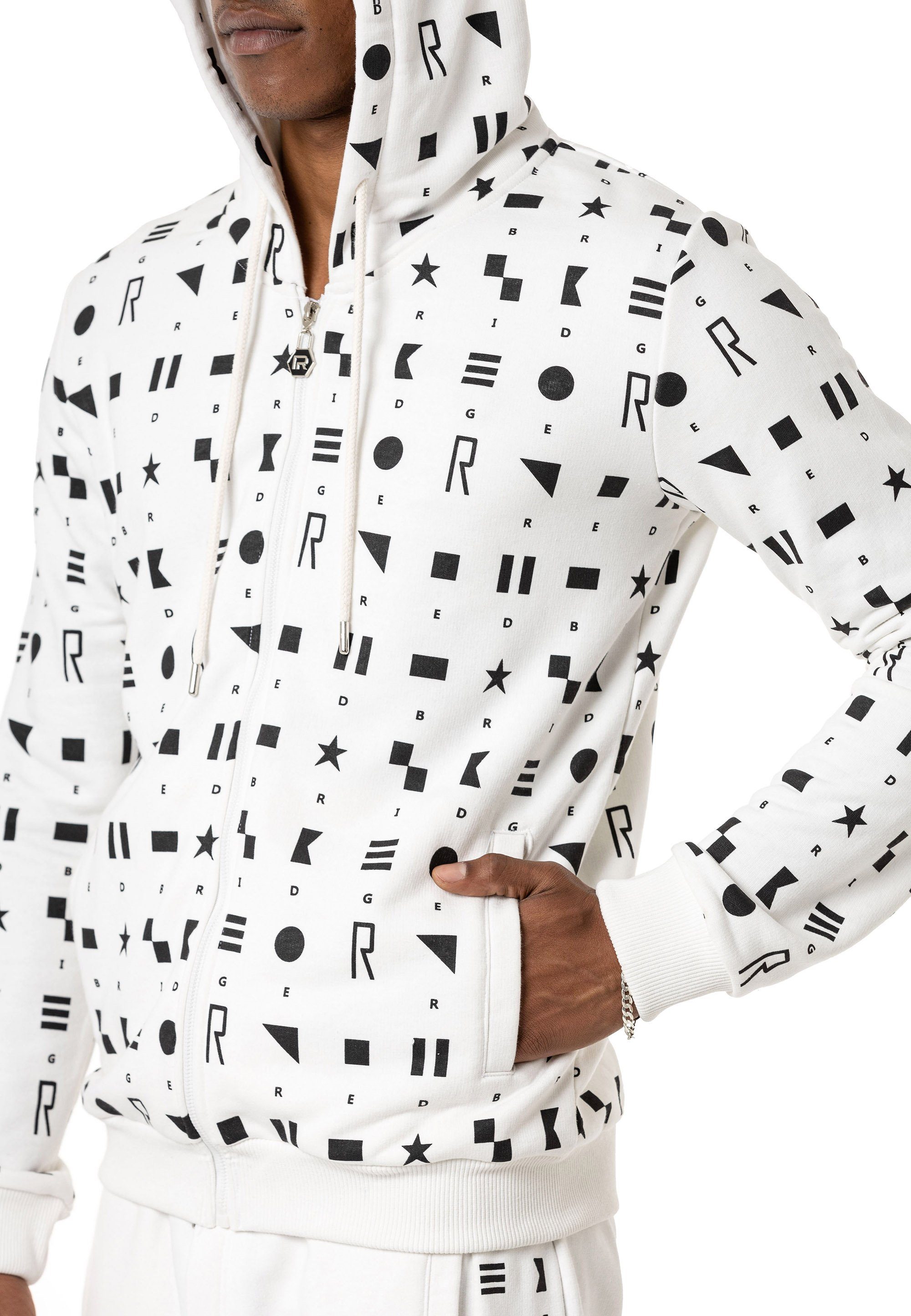 RedBridge Ecru Shapes Design Exklusiv Kapuze Kapuzensweatjacke mit Sweater Geometric