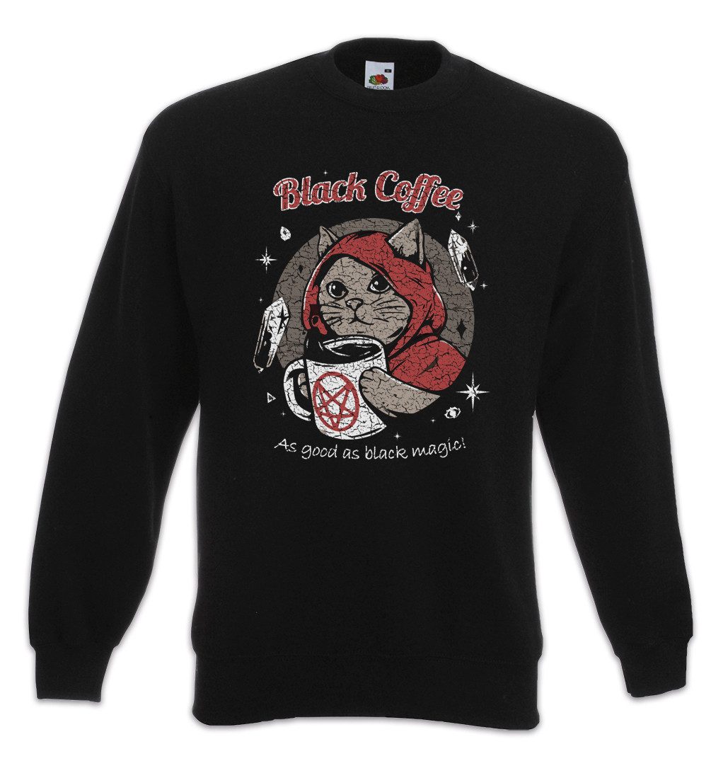 Sweatshirt Black Coffee Magic Sweatshirt Caffeine Katze Kaffee Hexe Witch Cat