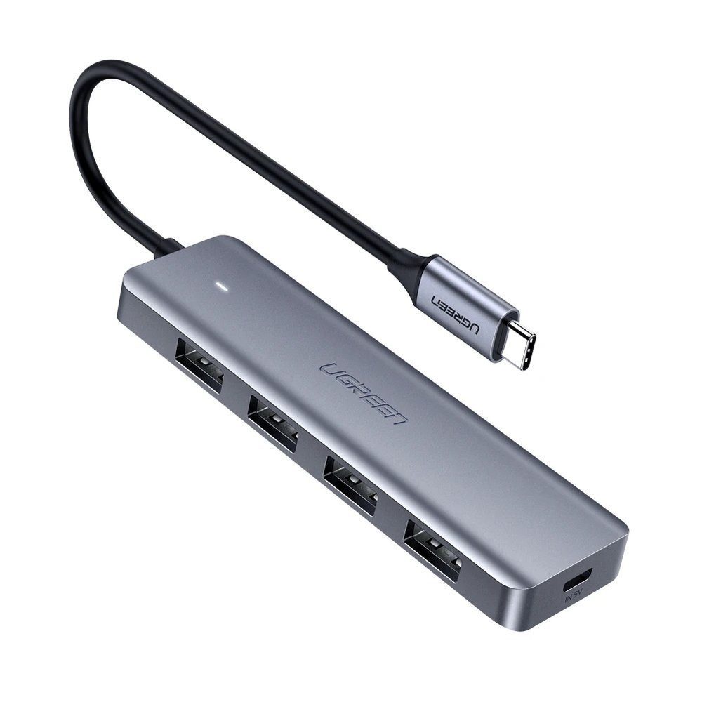 UGREEN USB-Verteiler Anschlussverteiler Mehrfachadapter Datenverteiler (Spar-Set, 1-St., 96 g leicht), 4x USB 3.2 Gen 1, 5 Gbit/s, Stromanschluss