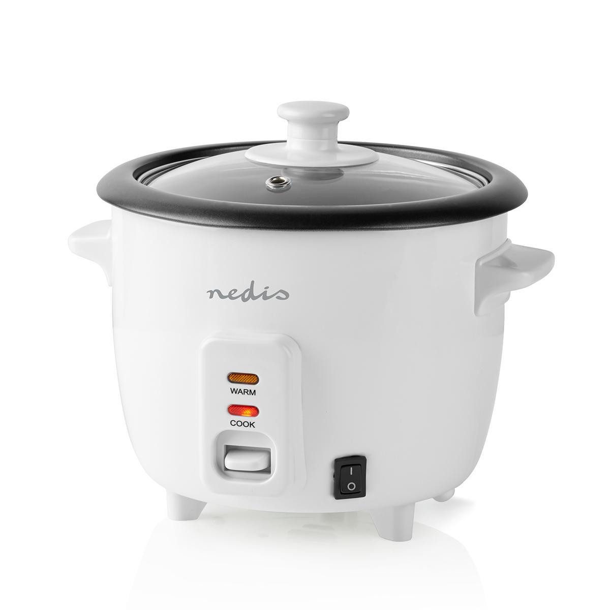 Nedis Reiskocher KARC06WT, 300 W, 300W, Antihaft-Beschichtung, Aluminium-Dampfeinsatz, Warmhaltefunktion