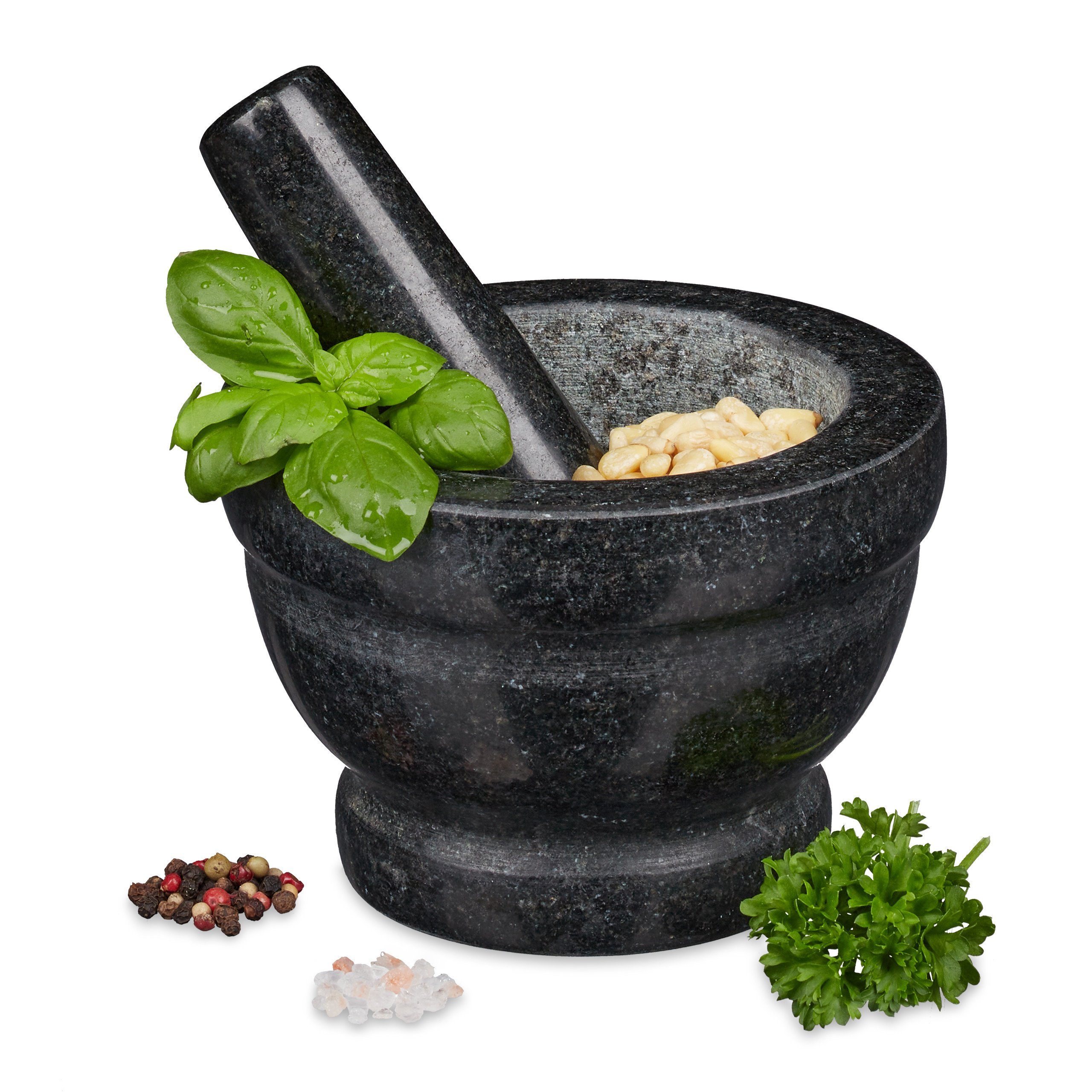 relaxdays Mörser Granit Mörser mit Stößel XL, (2-tlg)
