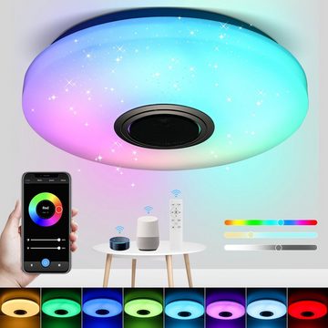 LETGOSPT Deckenleuchte 24W RGB Deckenlampe mit WIFI Dimmbar, mit Lautsprecher, LED fest integriert, Kaltweiß/Naturweiß/Warmweiß + RGB, für Amazon Alexa und Google assistant