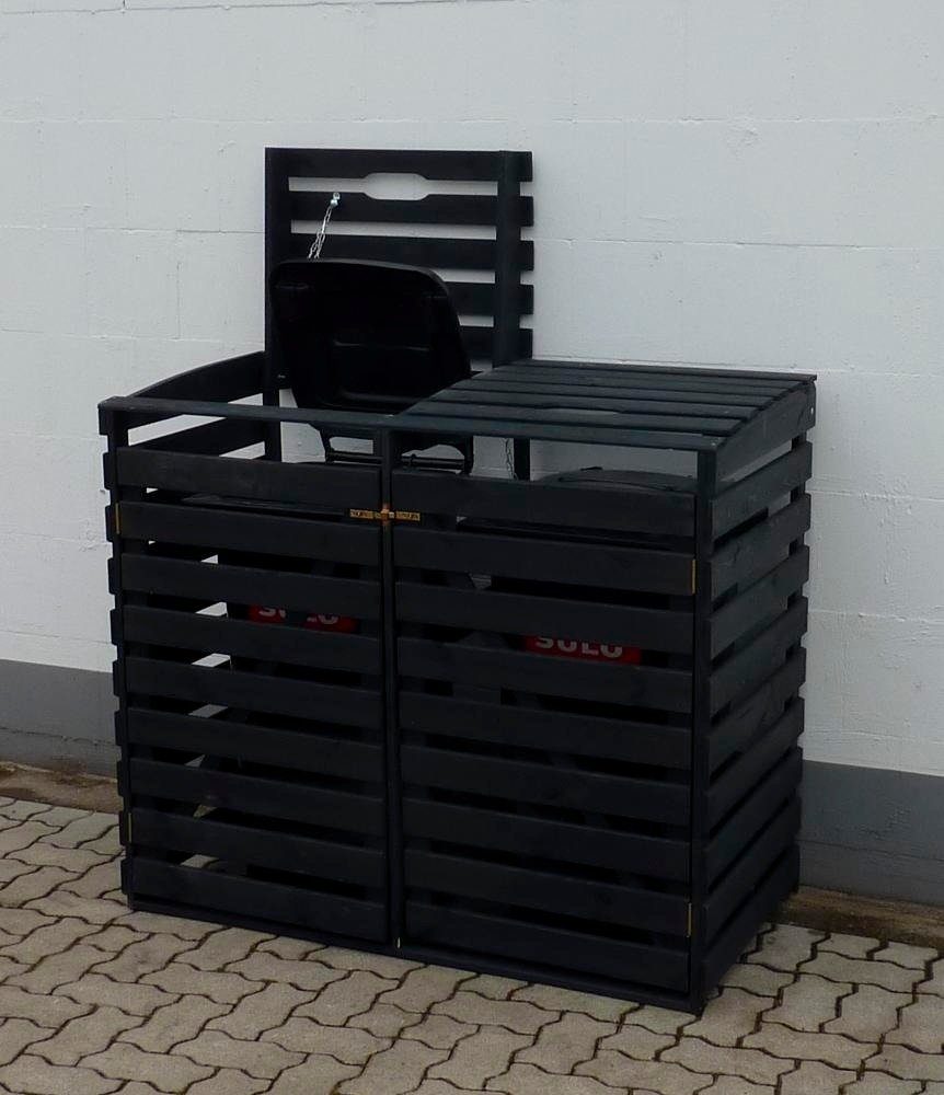 promadino Mülltonnenbox, für 2x240 l aus Holz, BxTxH: 136x92x122 cm