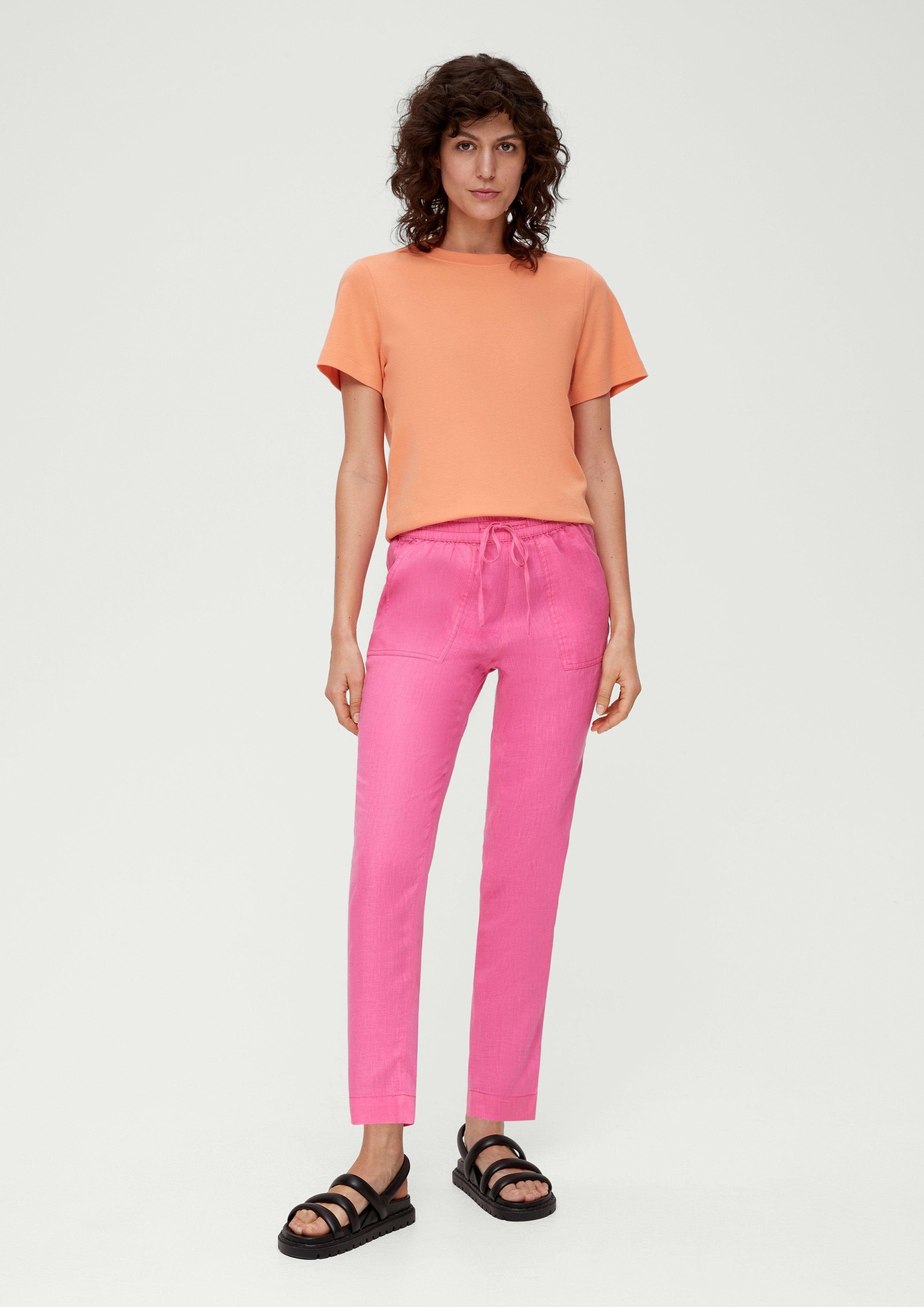 aus 7/8-Hose pink Leinen Jogpants s.Oliver Relaxed: