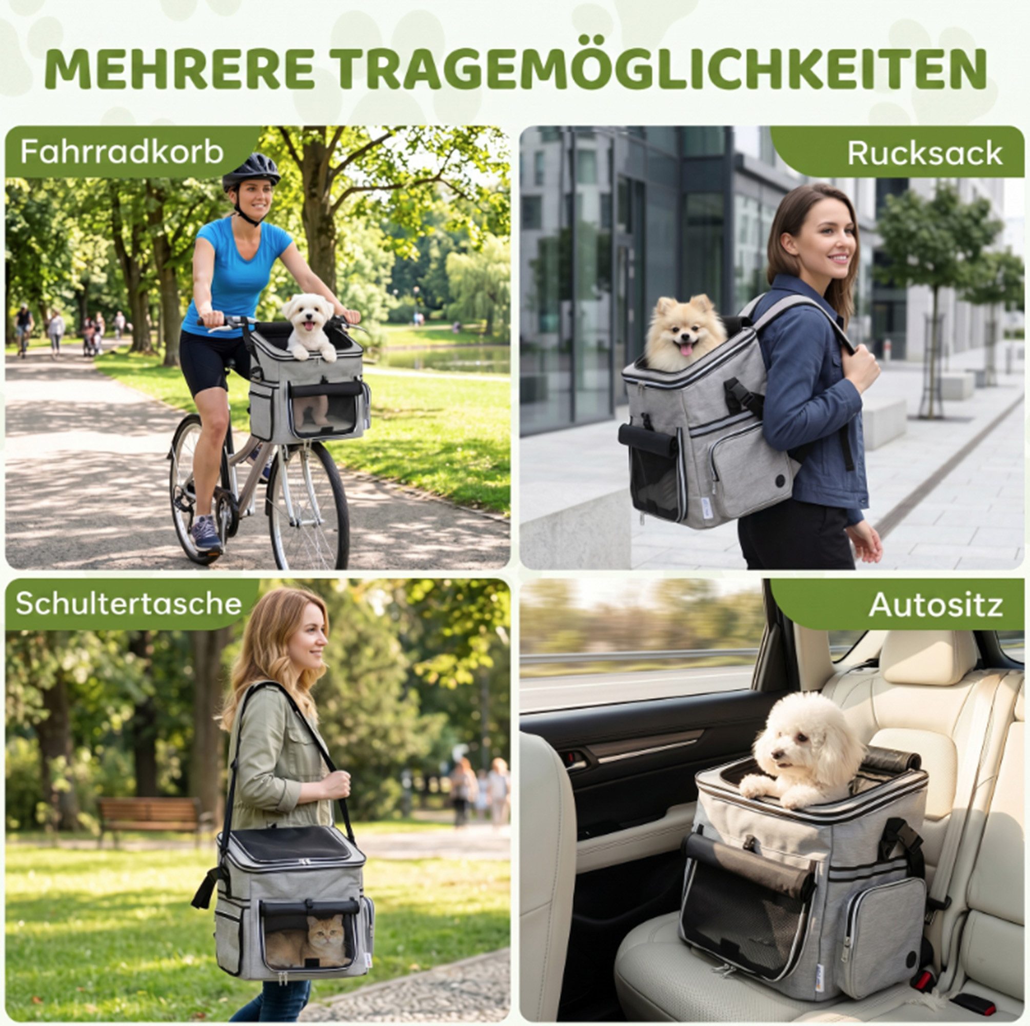 ibettertec Klappbox Hundekorb Fahrrad vorne, Hundefahrradkorb, Autositz für Haustier, atmungsaktiv mit Belüftungsöffnungen wasserdichtes Oxford-Gewebe