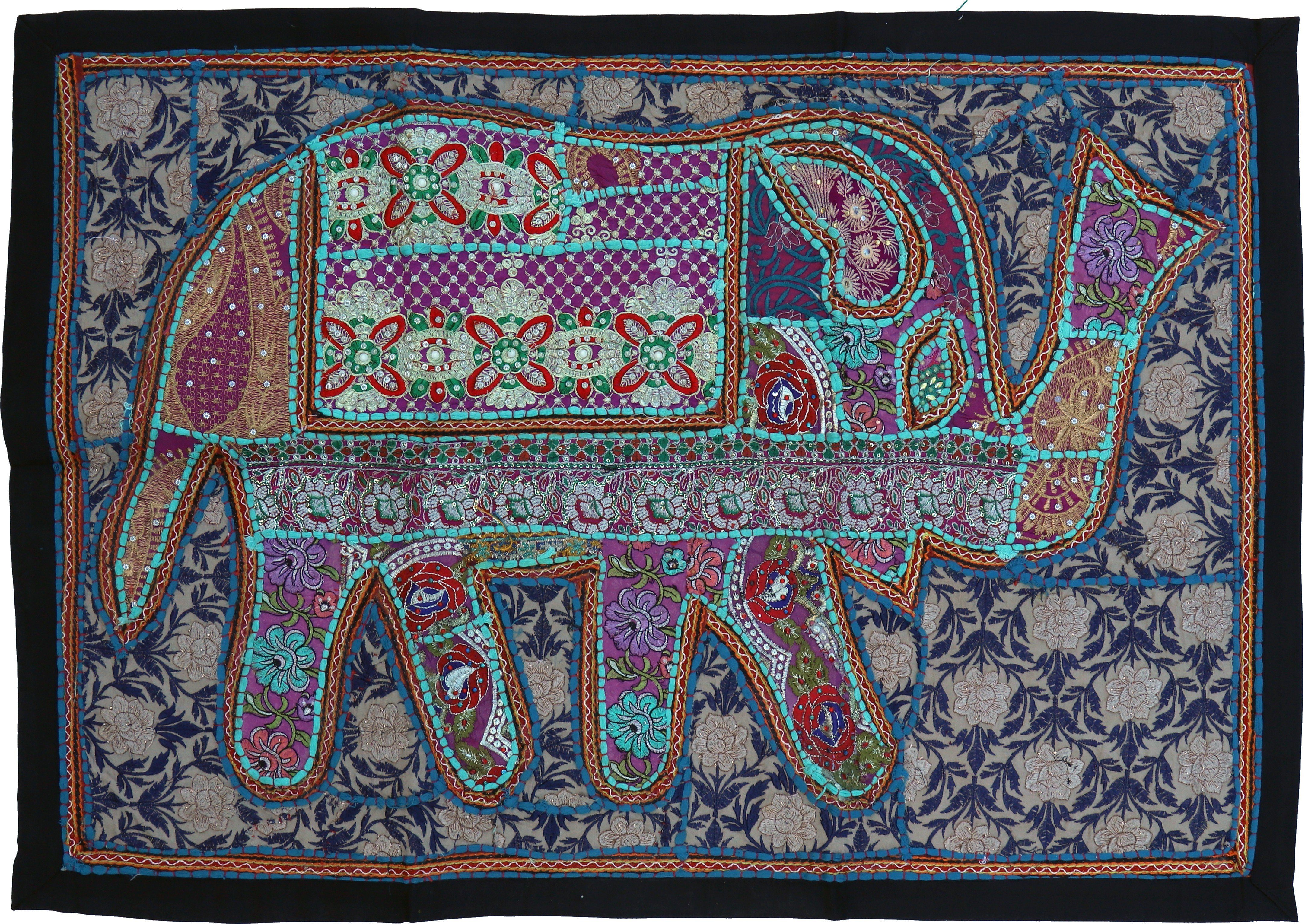 Wandteppich Indischer Wandteppich Patchwork.., Guru-Shop, Höhe: 65 mm Muster 16