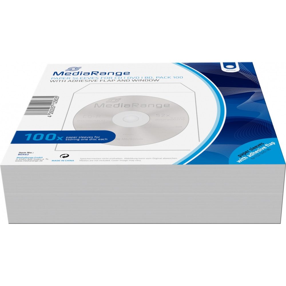 CD-Hülle MediaRange CD/DVD Papierhüllen, 100 Stück, Bulk