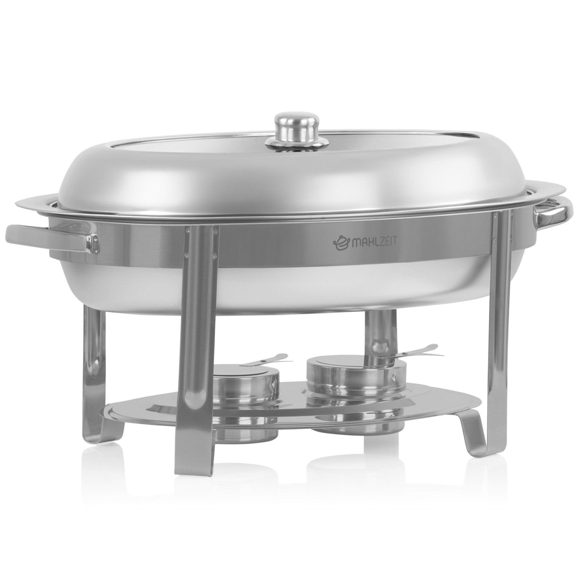 Mahlzeit Speisenwärmer Mahlzeit Edelstahl Chafing Dish oval 5 Liter mit Sichtfenster, Speisen, (6-tlg)