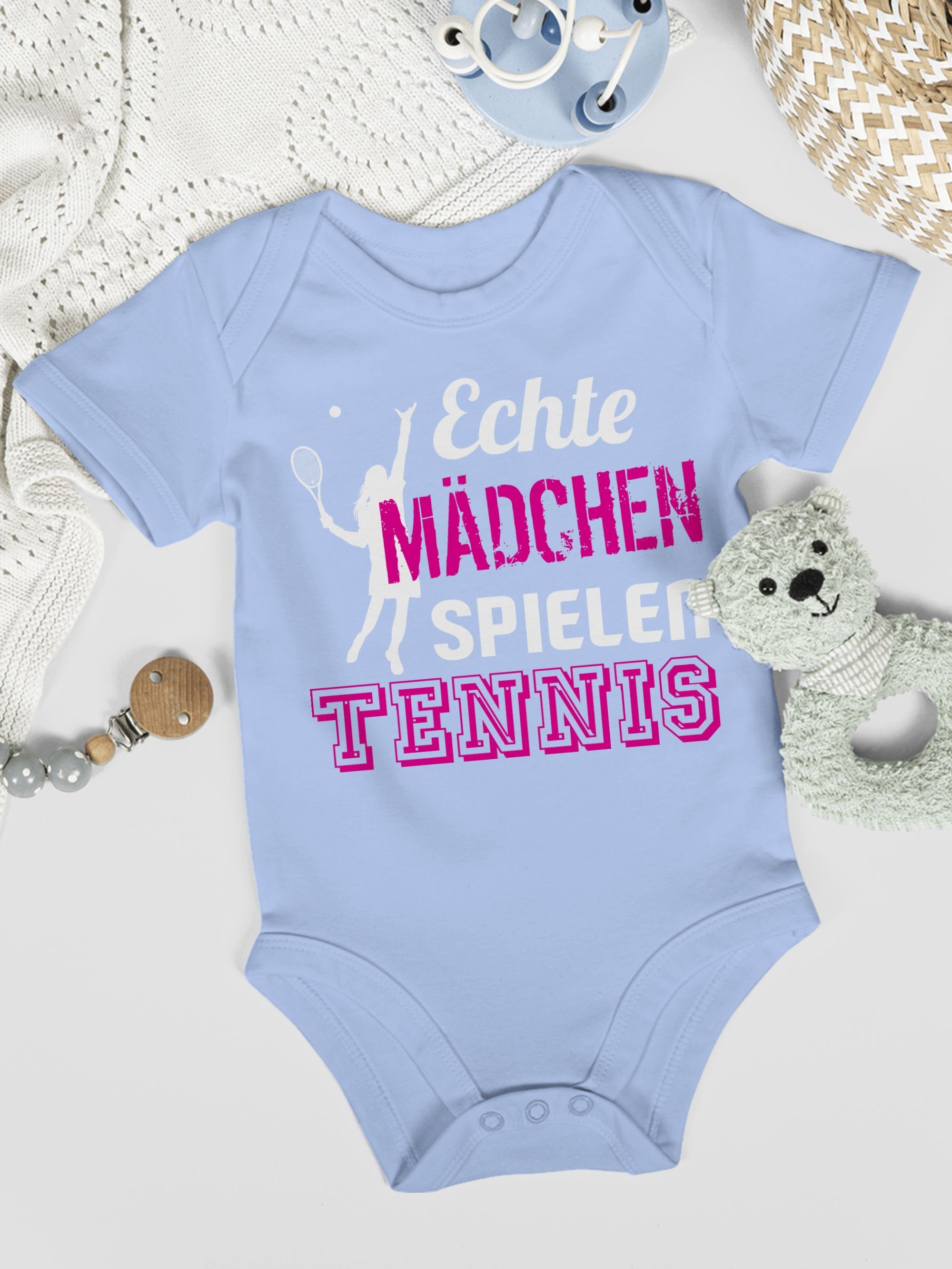Mädchen Babyblau 1 Baby spielen Bewegung Sport & Tennis Shirtracer Echte Shirtbody