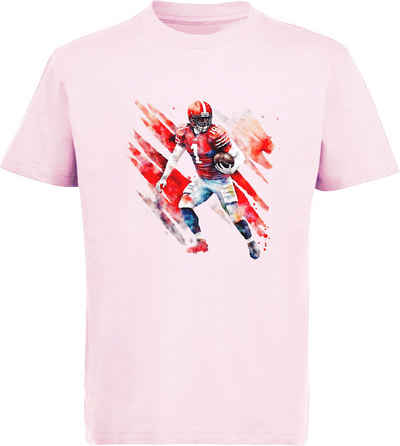 MyDesign24 T-Shirt Kinder Football Print Shirt - American Football Spieler in Ölfarben Bedrucktes Jungen und Mädchen American Football T-Shirt, i488