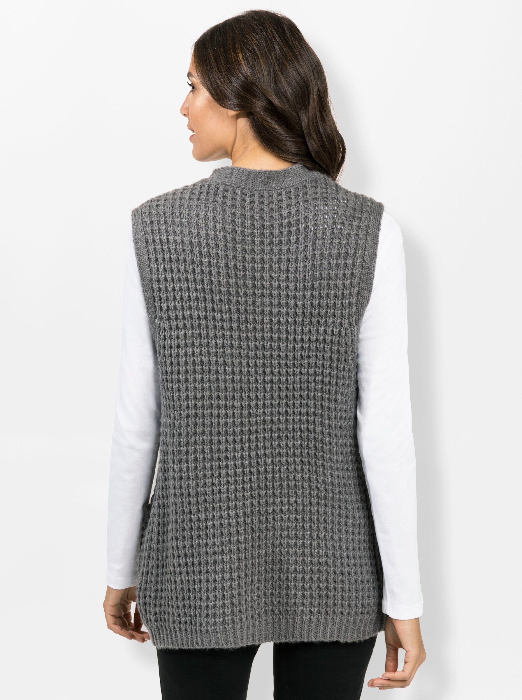 Witt Strickweste Strickweste Ärmellos Grobstrick, Rippoptik