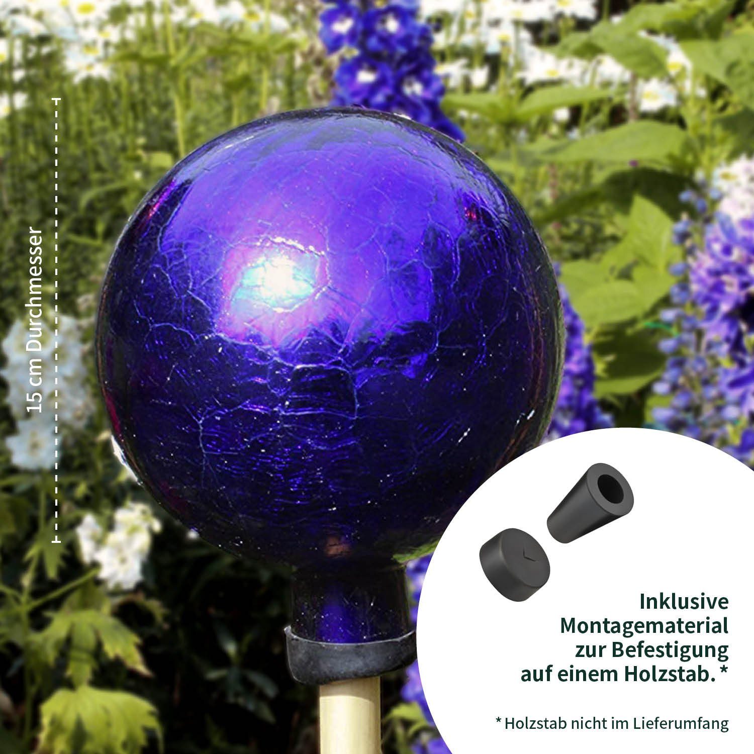 VERDOBA Gartenfigur Garten, Dekokugel Gartendeko den blau Gartenkugel Rosenkugel Außen (kristall) - für für Glas