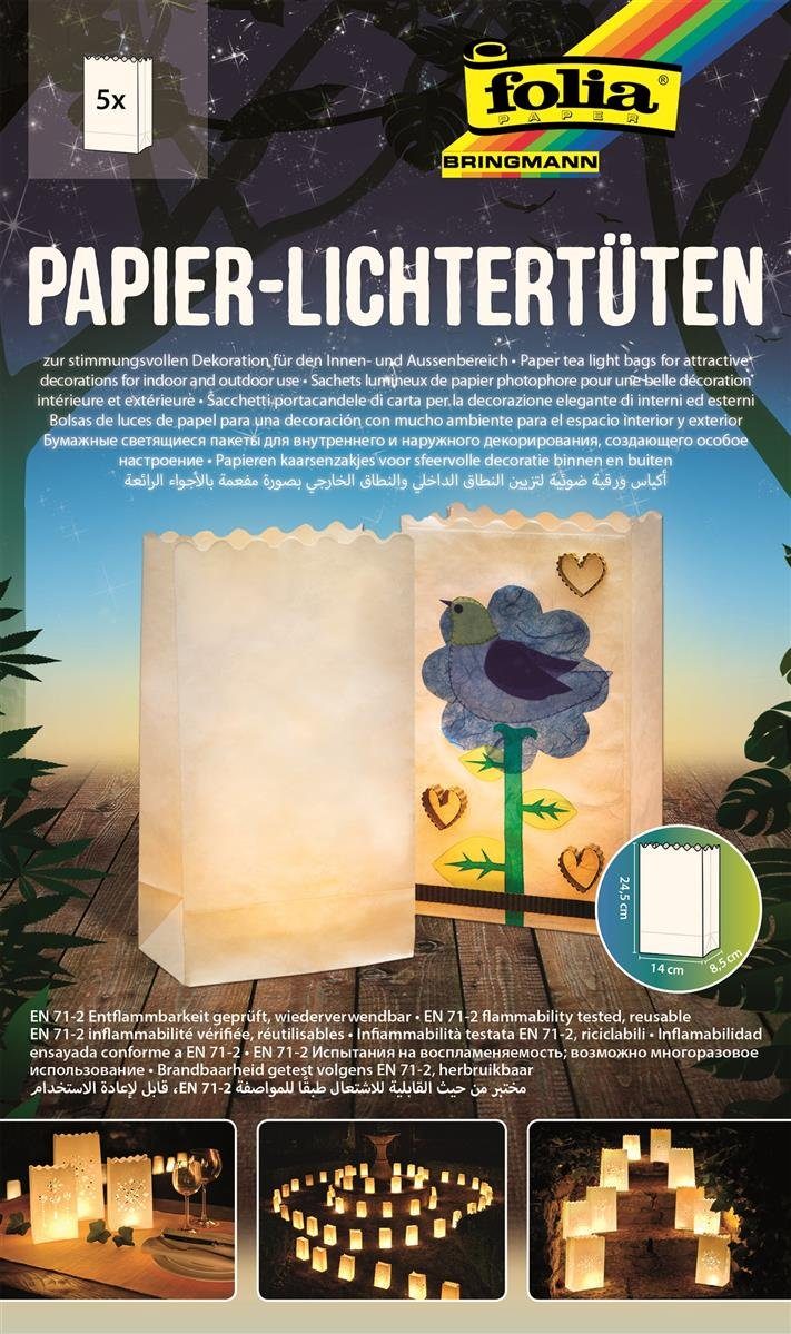 8,5 Blanko Stk. Papier-Lichtertüten Folia x Folia cm 14 24,5 Papierlaterne 5 x
