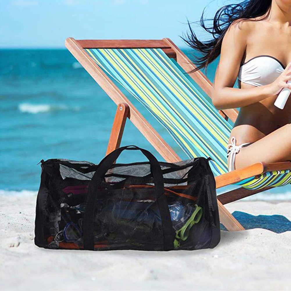 Mesh Strandtasche Tauchen,Schnorcheln,Schwimmen, SCRTD faltbare XL-Strandtasche Strandtasche zum übergroße