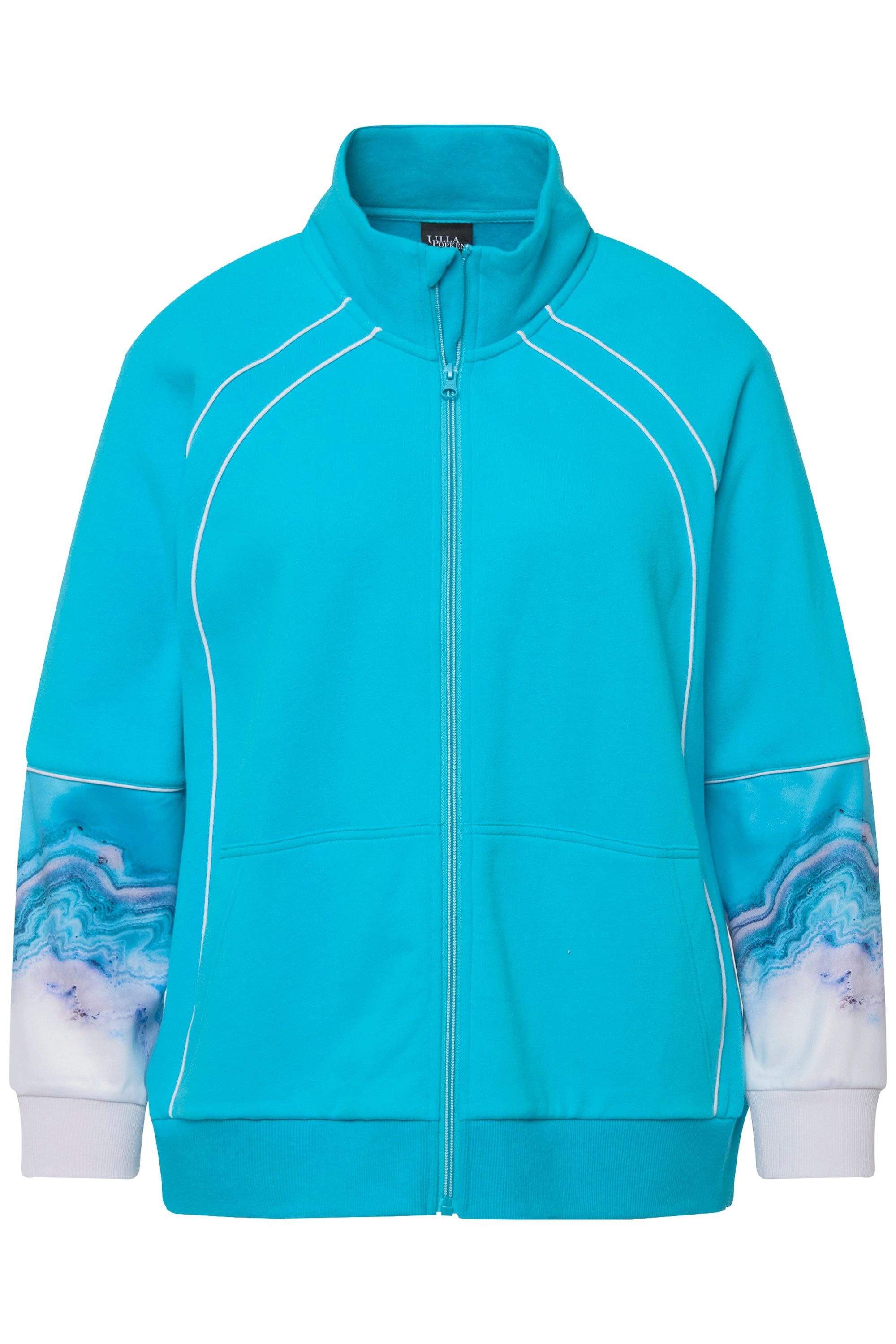Ulla Popken Sweatjacke Sweatjacke Zierpaspel Stehkragen günstig online kaufen