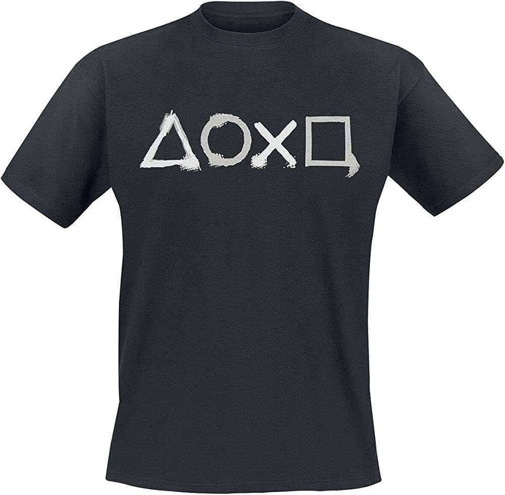 L PLAYSTATION Print-Shirt T-Shirt Playstation M oder controller XXL XL gelb buttons schwarz S