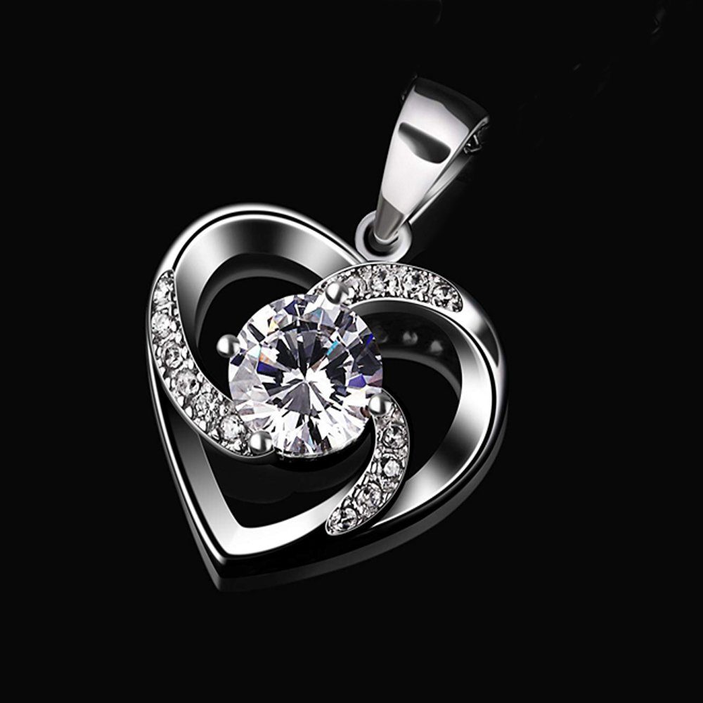 Limana Herzkette Kette mit Herz Anhänger 925 Silber Frauenkette Damenkette Silberkette (inkl. Geschenkdose Halskette Herzanhänger), Liebesgeschenk Liebe Geschenk für Sie Frauen Damen Freundin Mutter Oma