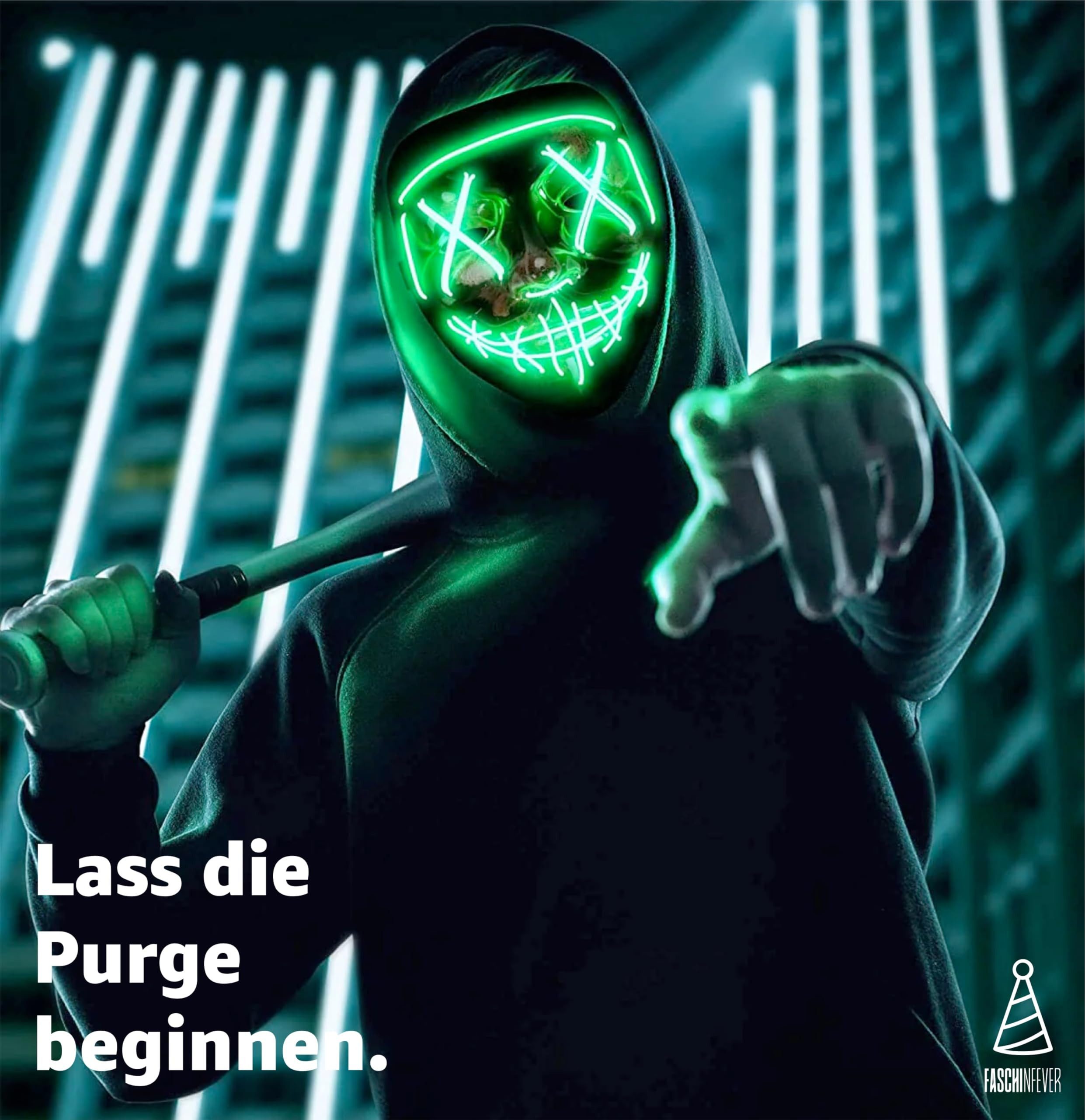FASCHINFEVER Verkleidungsmaske LED Purge Maske - Halloween Kostüm Herren Halloween Maske, (Packung), mit Lichteffekten
