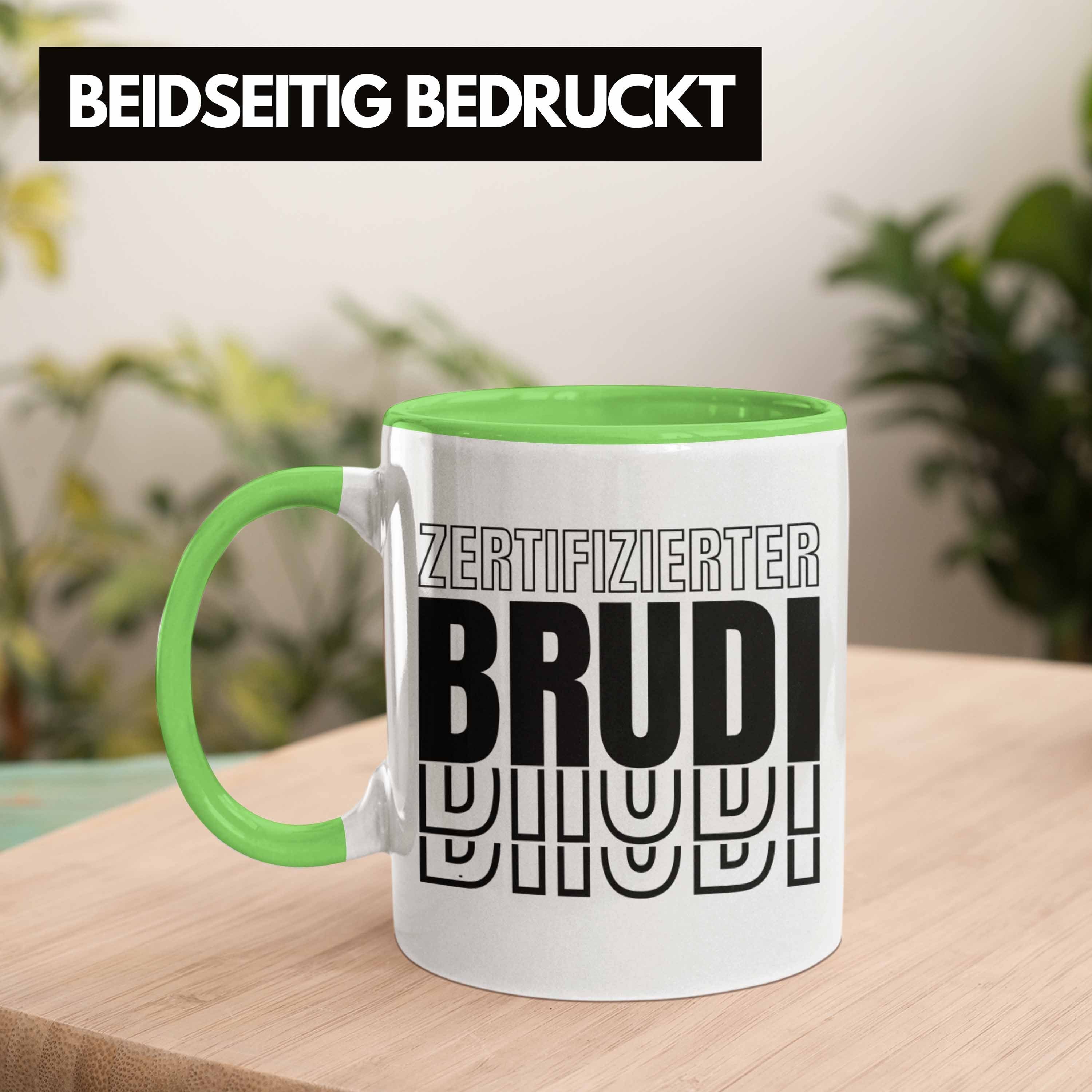 Trendation Geschenkidee - Grün Spruch Beste Freund Tasse Geschenk Zertifizierter Brudi Bro Bruder Trendation Tasse