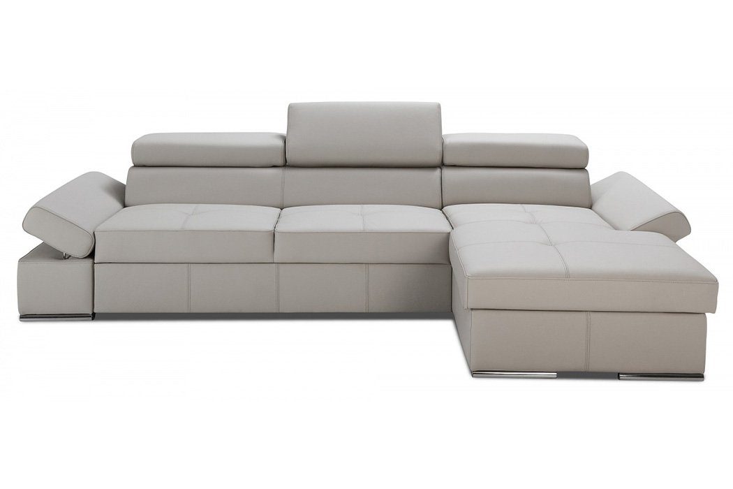 Eck Ecksofa, Couch Leder Design Ecksofa Sofa Polster JVmoebel 100% Moderne Grau