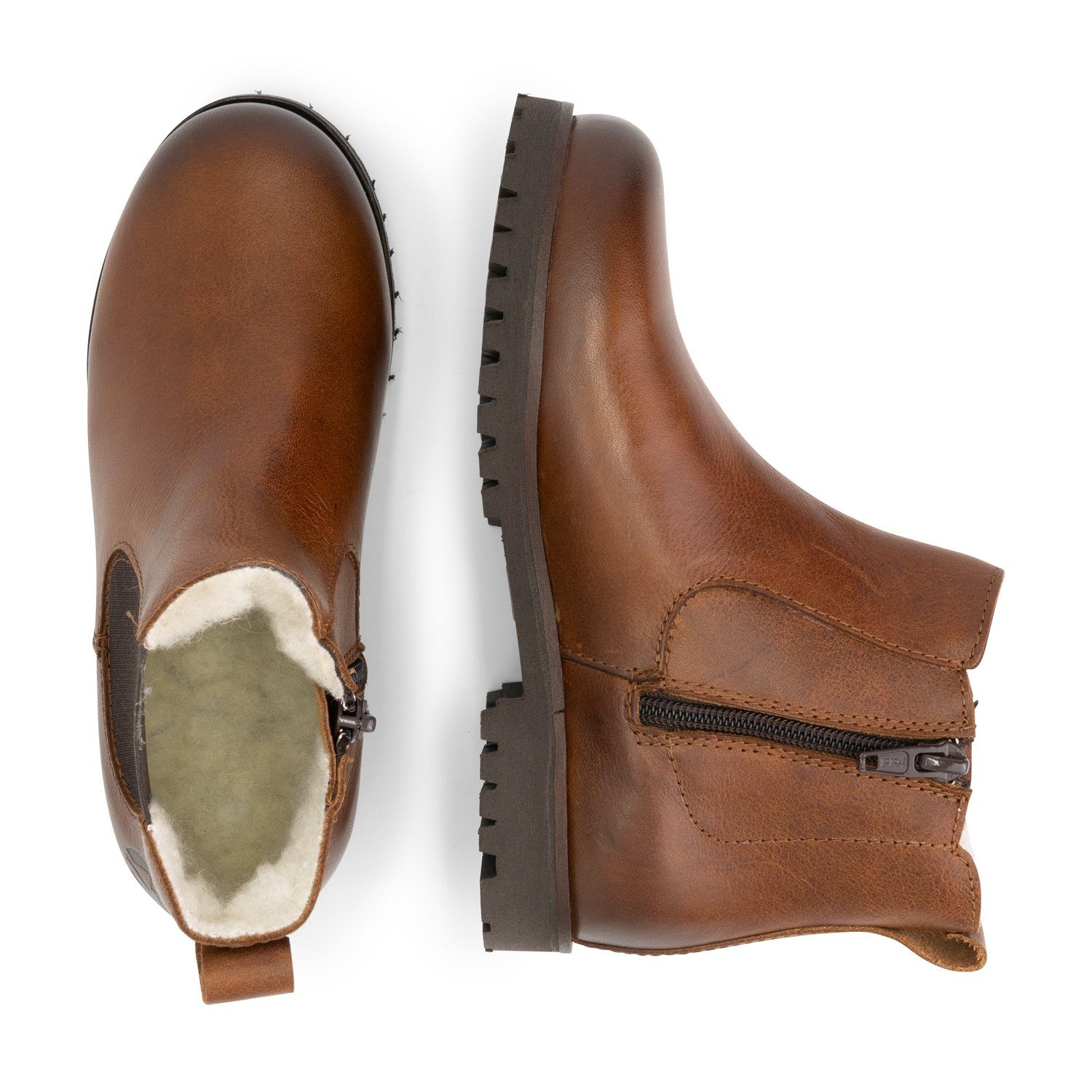 Travelin' Sel Kids Chelseaboots (Reißverschluss) Cognac