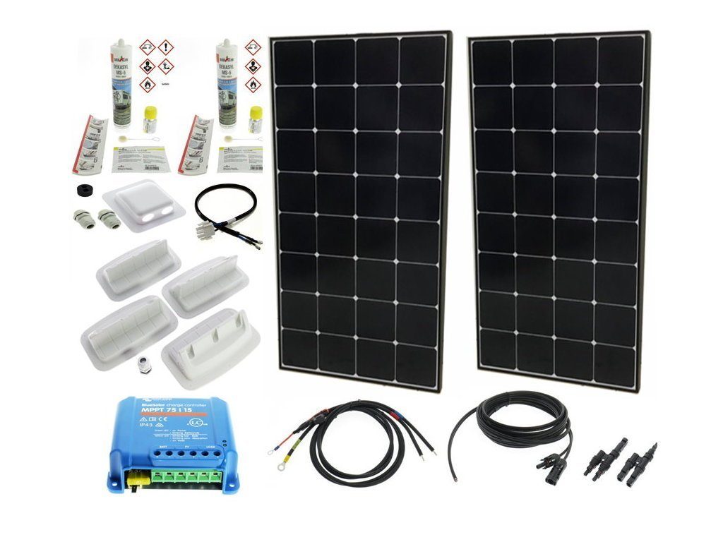 DSX Solaranlage Wohnmobil Caravan Solaranlage Solarmodul Sunpower 240W  Victron Regler 7515 mit BT Bluetooth Klebeset, 240,00 W