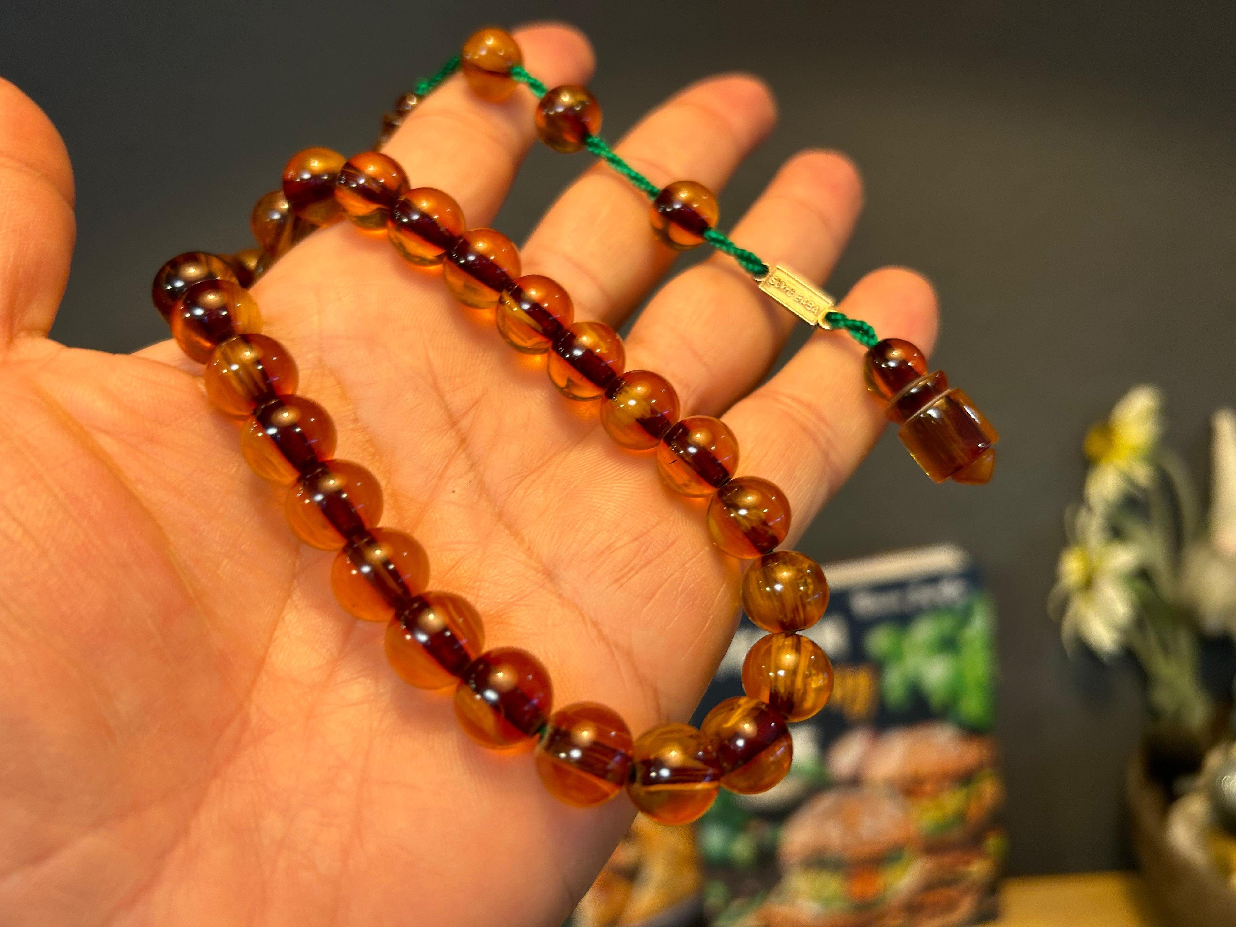 TesbihBid Kettenanhänger Sistemli Tesbih (Gebetskette islamisches Geschenk kuka Tesbih, Misbaha islam, Tasbih Namaz Tasbeeh Amber Sandalous, 33-tlg, Special)
