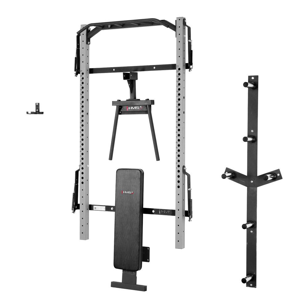 HMS Half Rack Wandrack Kraftstation Klimmzugstation, (Spar-Set, 1-tlg., 142 cm breit klappbar), wandmontiert, klappbar, multifunktional