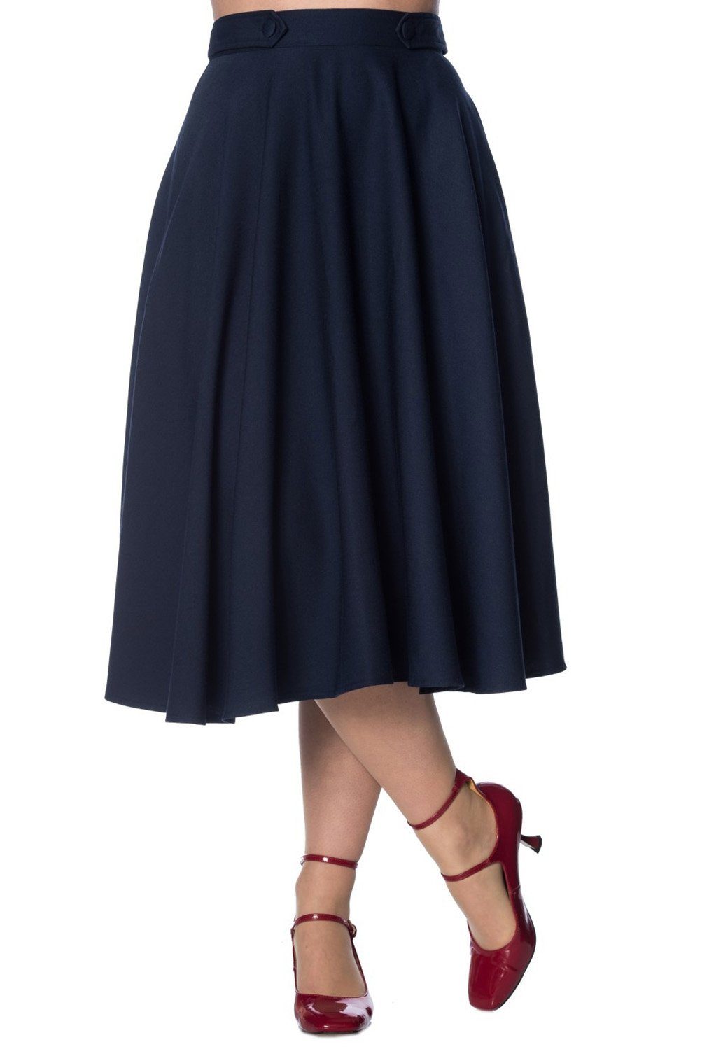 Banned A-Linien-Rock Di Di Plain Blau Retro Vintage Swing Skirt