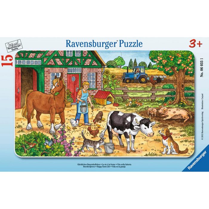Ravensburger Rahmenpuzzle Glückliches Bauernhofleben - Rahmenpuzzle 15 Puzzleteile