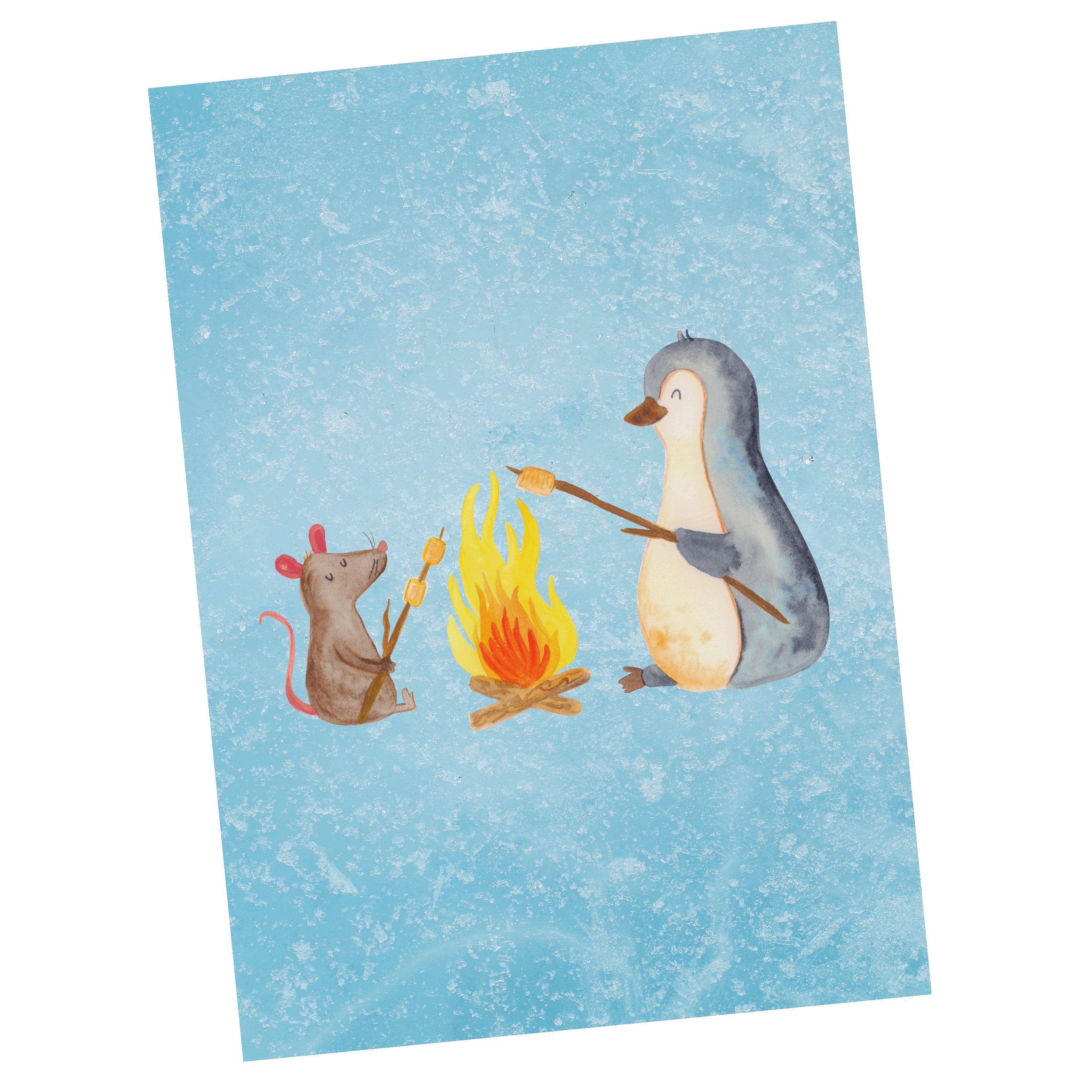 Postkarte - Mrs. Geschenk, Eisblau Kar Marshmallows, Lagerfeuer Panda Mr. Einladung, Pinguin & -