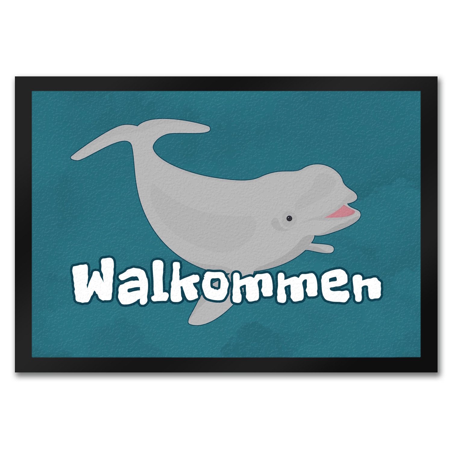 Fußmatte Grindwal Fußmatte in 35x50 cm mit Ozeanmotiv und Spruch Walkommen