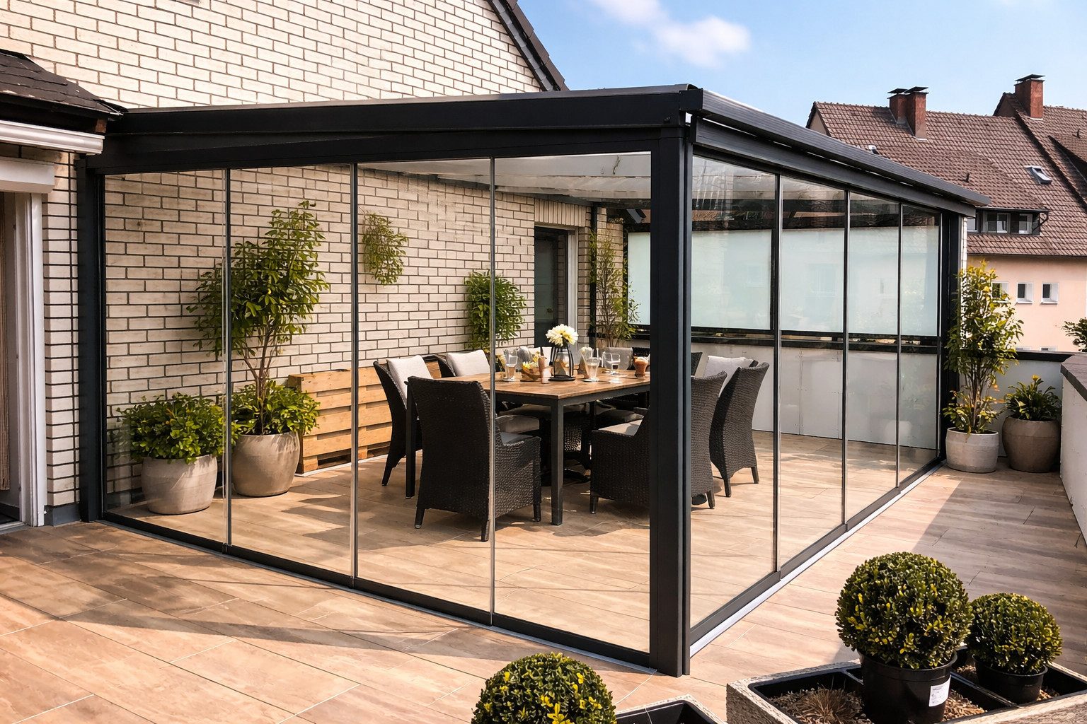 DREKU Glasschiebetür Glasschiebewand 4-läufig bis 4.000 mm