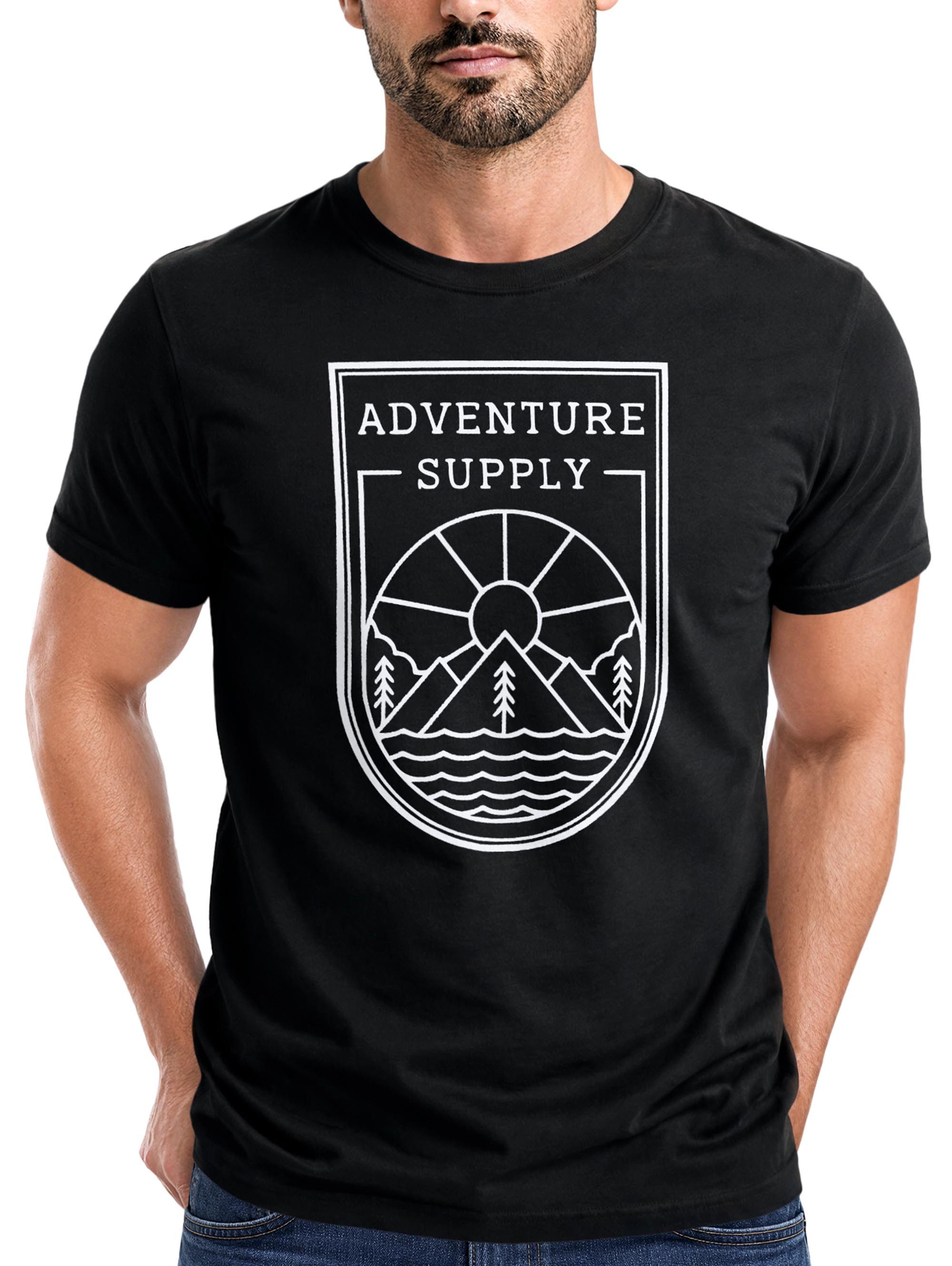 Neverless Print-Shirt Herren T-Shirt Adventure Supply Wanderlust Fernweg Wandern Berge mit Print