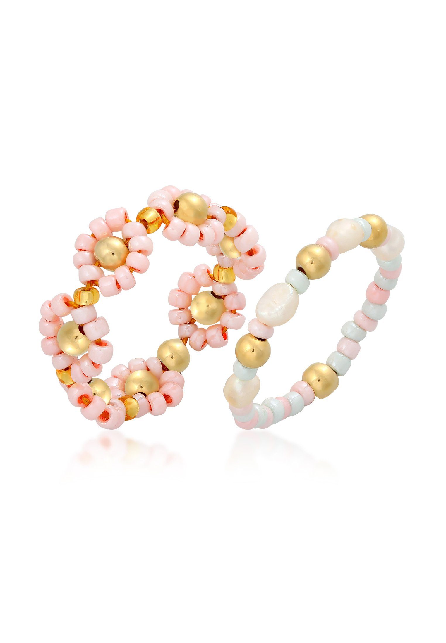 Elli Ring-Set Glas Beads Süßwasserperlen 2er günstig online kaufen