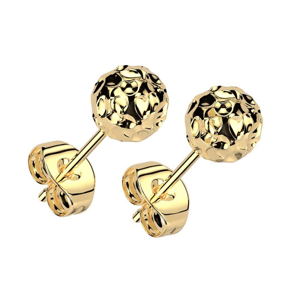 viva-adorno Paar Ohrstecker Edelstahl Ohrringe Kugel Ball rund gehämmert Da günstig online kaufen
