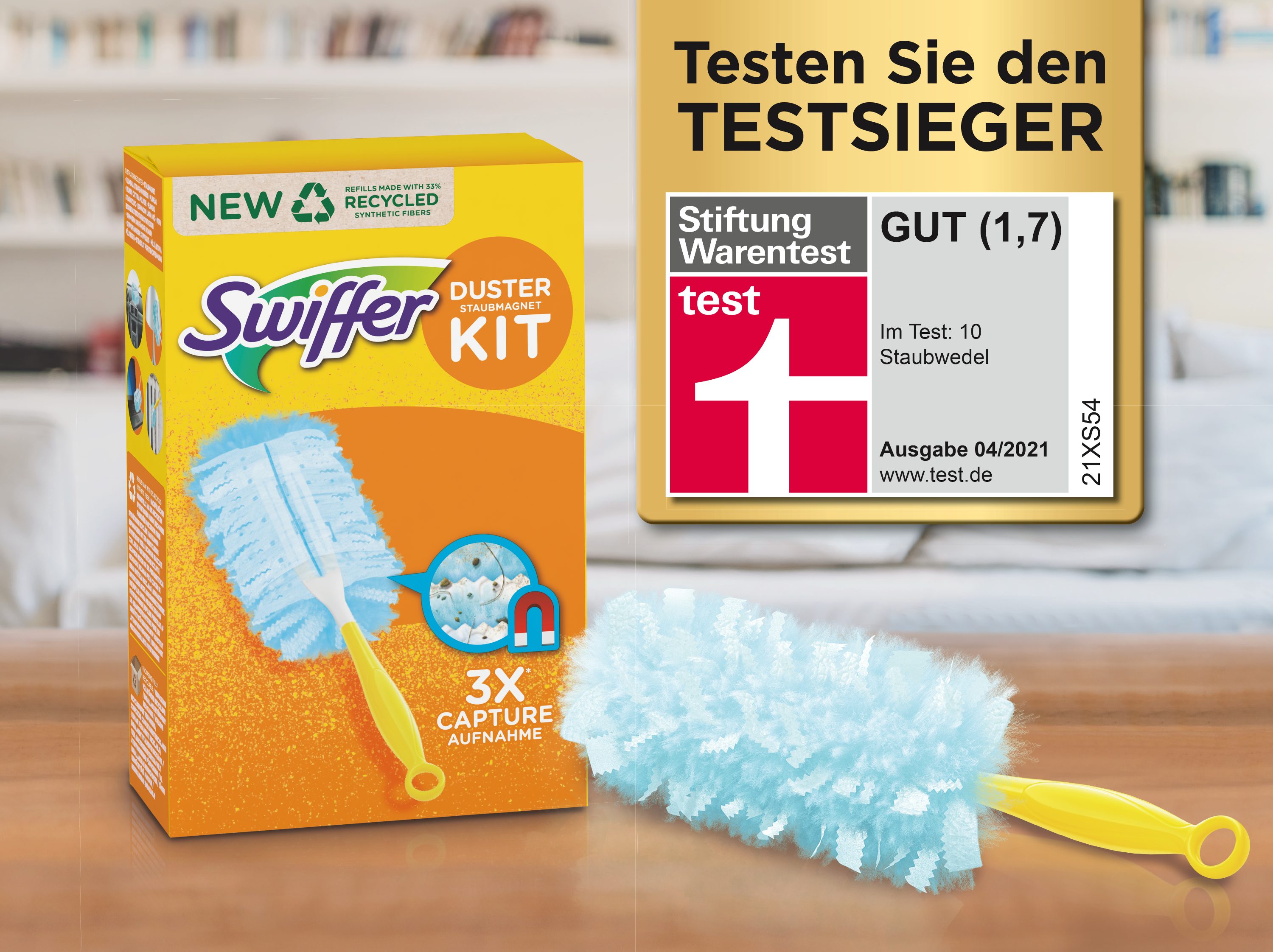 Swiffer Swiffer Staubmagnet XXL Set Teleskopgriff Handgriff 14 Tücher Reinigungstücher (3-tlg)