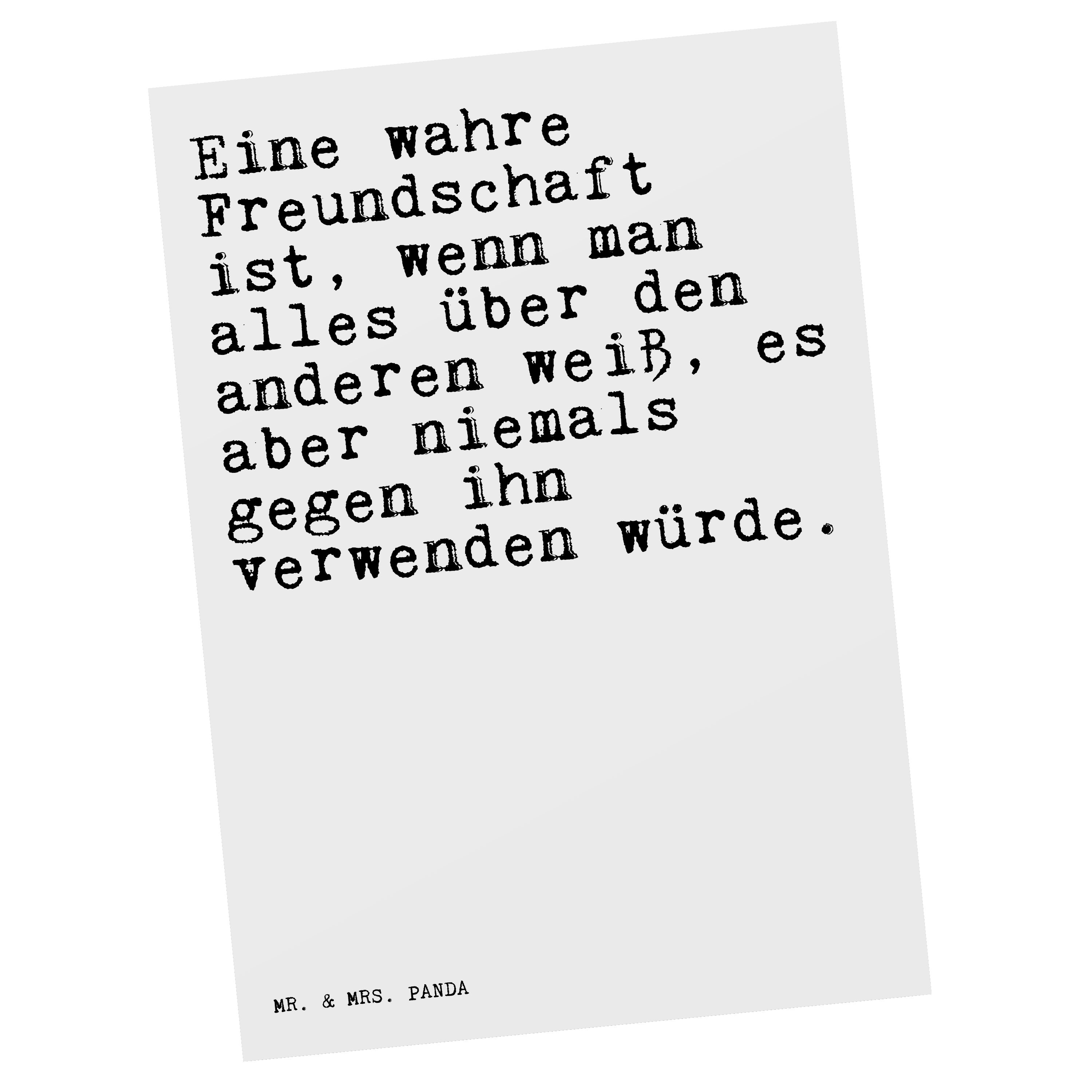 Mr. & Mrs. Panda Postkarte »Eine wahre Freundschaft ist,... Weiß