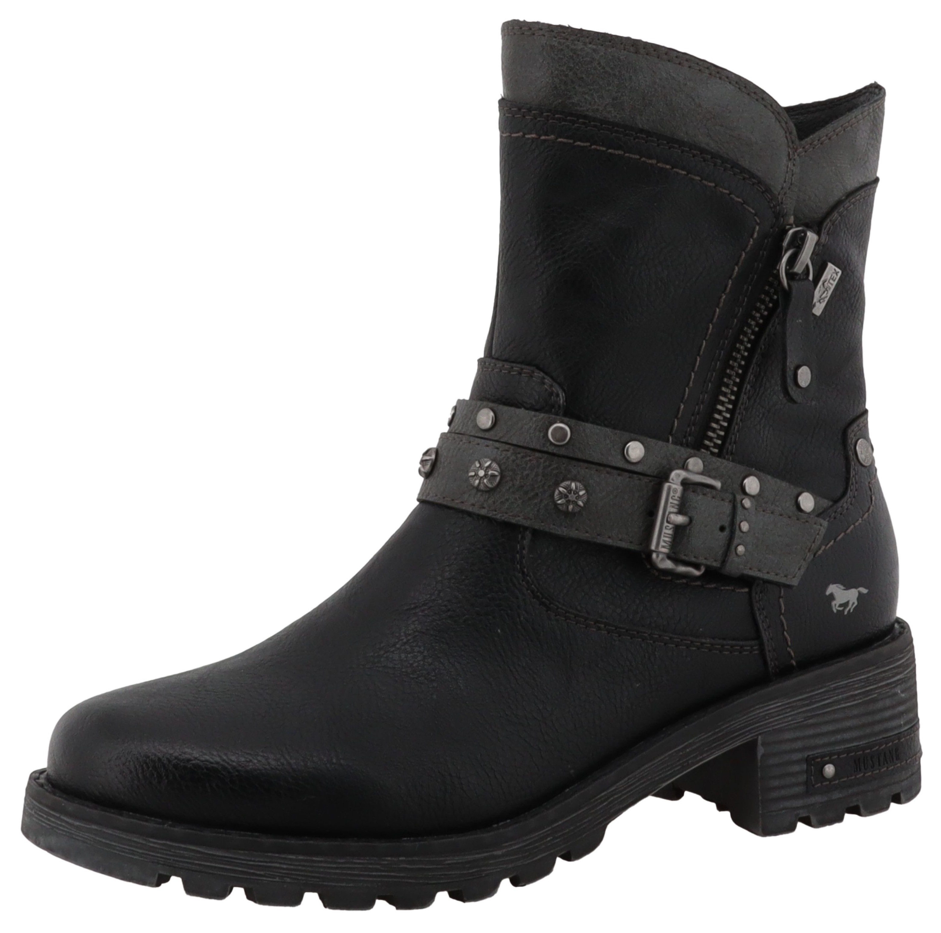 Mustang Shoes Haukea Winterboots Biker Boots mit Blockabsatz und TEX-Membrane