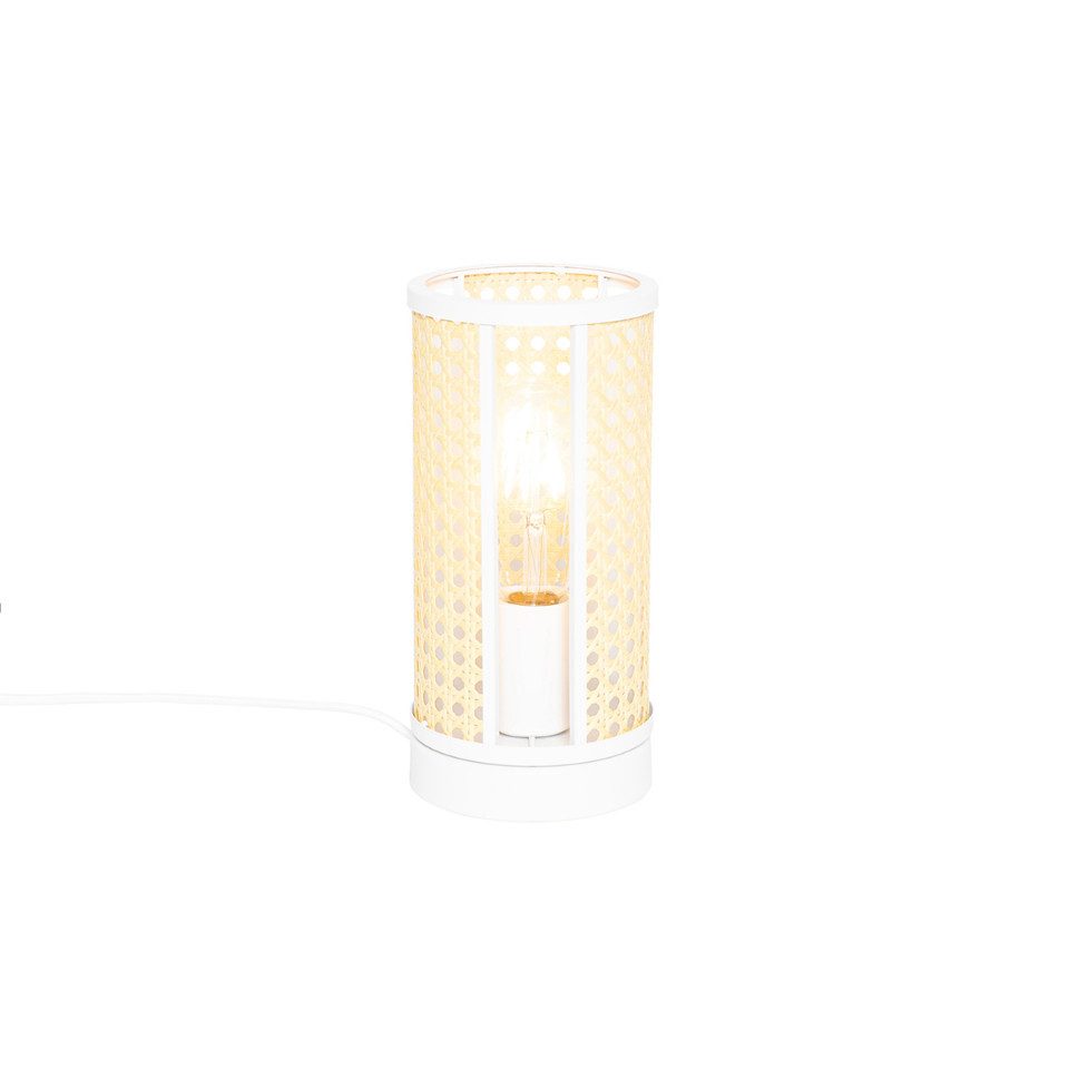 Qazqa Tischleuchte Akira, ohne Leuchtmittel, Warmweiß, QAZQA Tisch­leuchte, e27, Weiß, Rattan, Retro