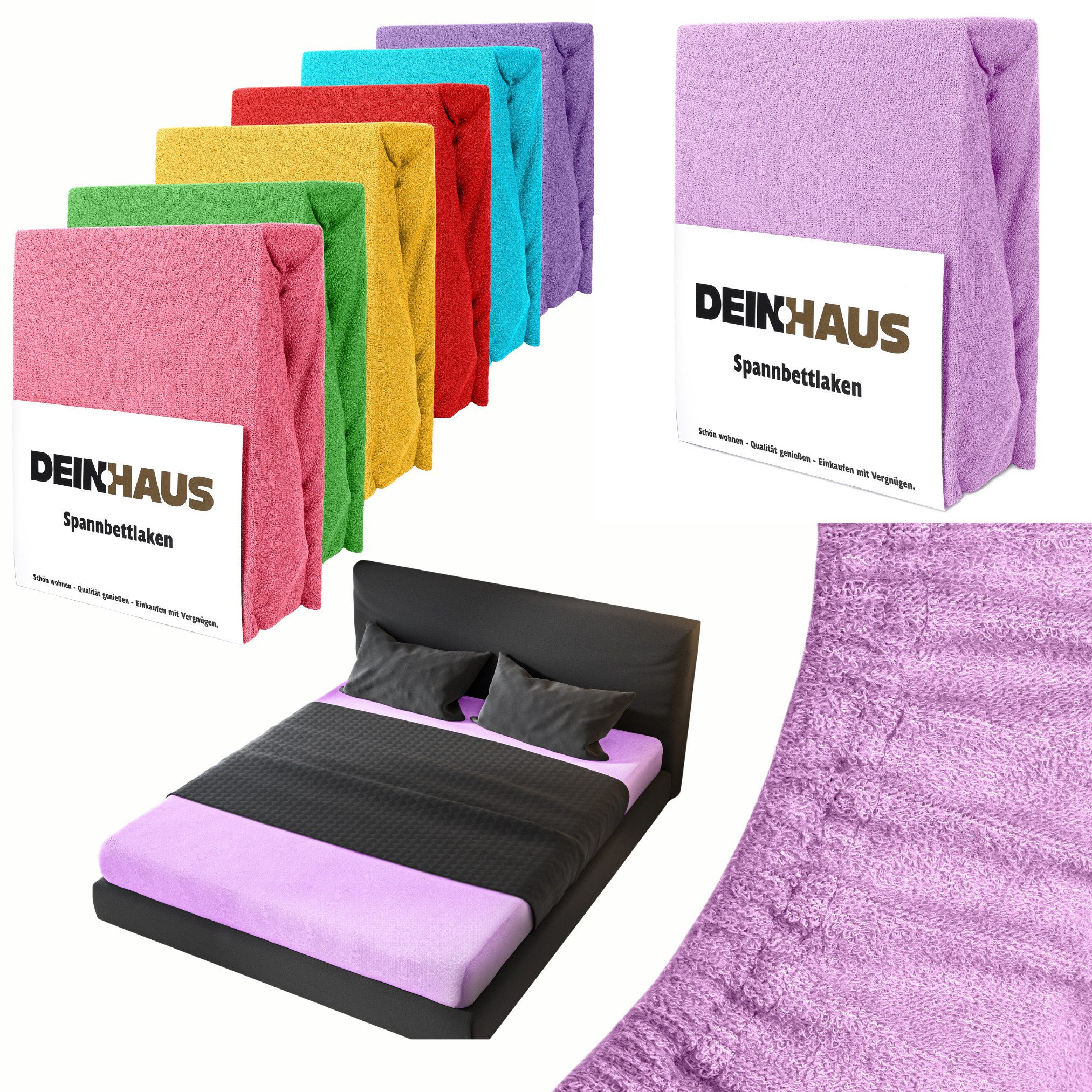 DH DEIN . HAUS Spannbettlaken Frottee SOFT, Baumwolle, Gummizug: rundum, (1 Stück), weich saugfähig atmungsaktiv Rundumgummi formstabil bis 20 cm