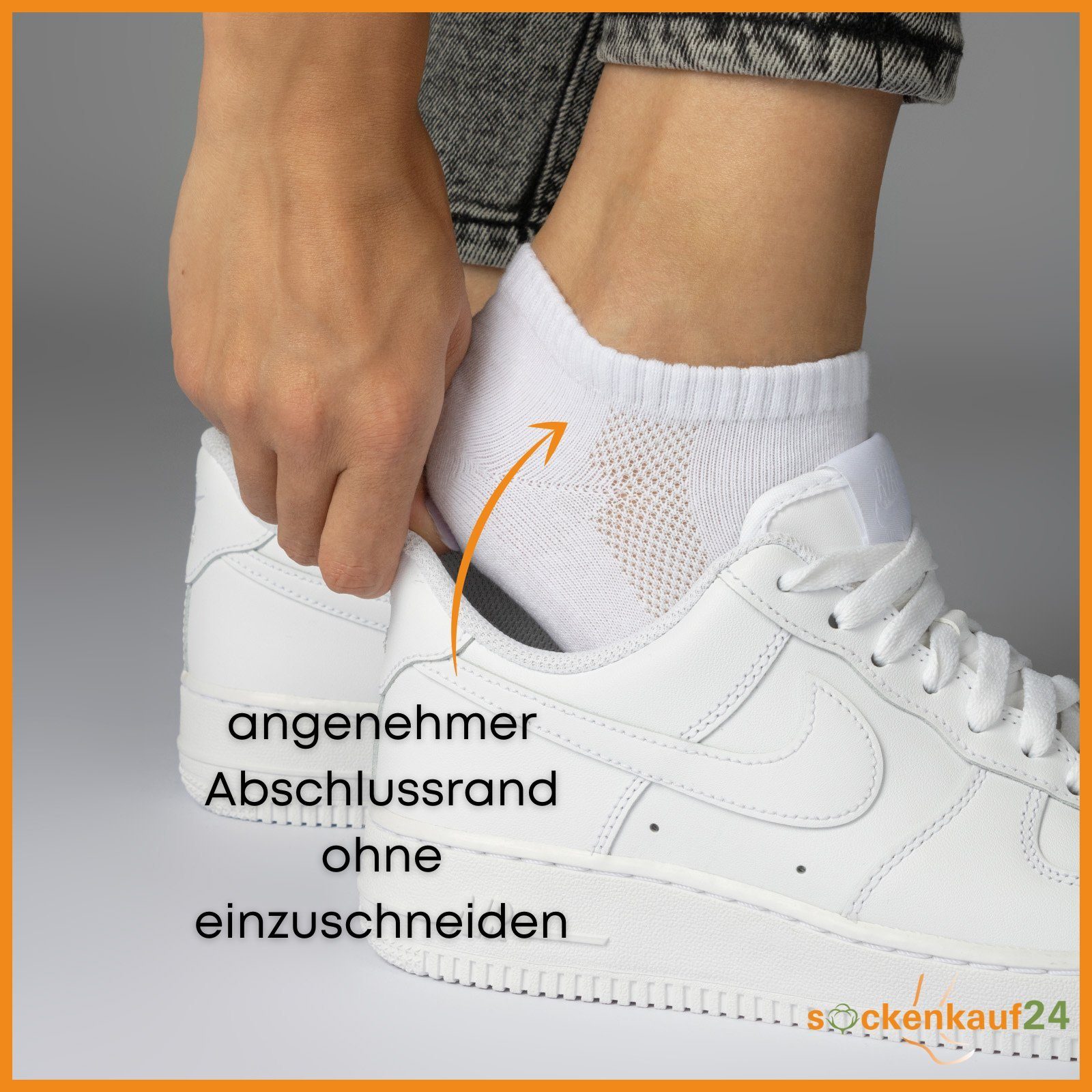 sockenkauf24 Sneakersocken 10 Paar Meshstreifen Socken Sneaker Herren mit & WP Premium Schwarz/Weiß Damen