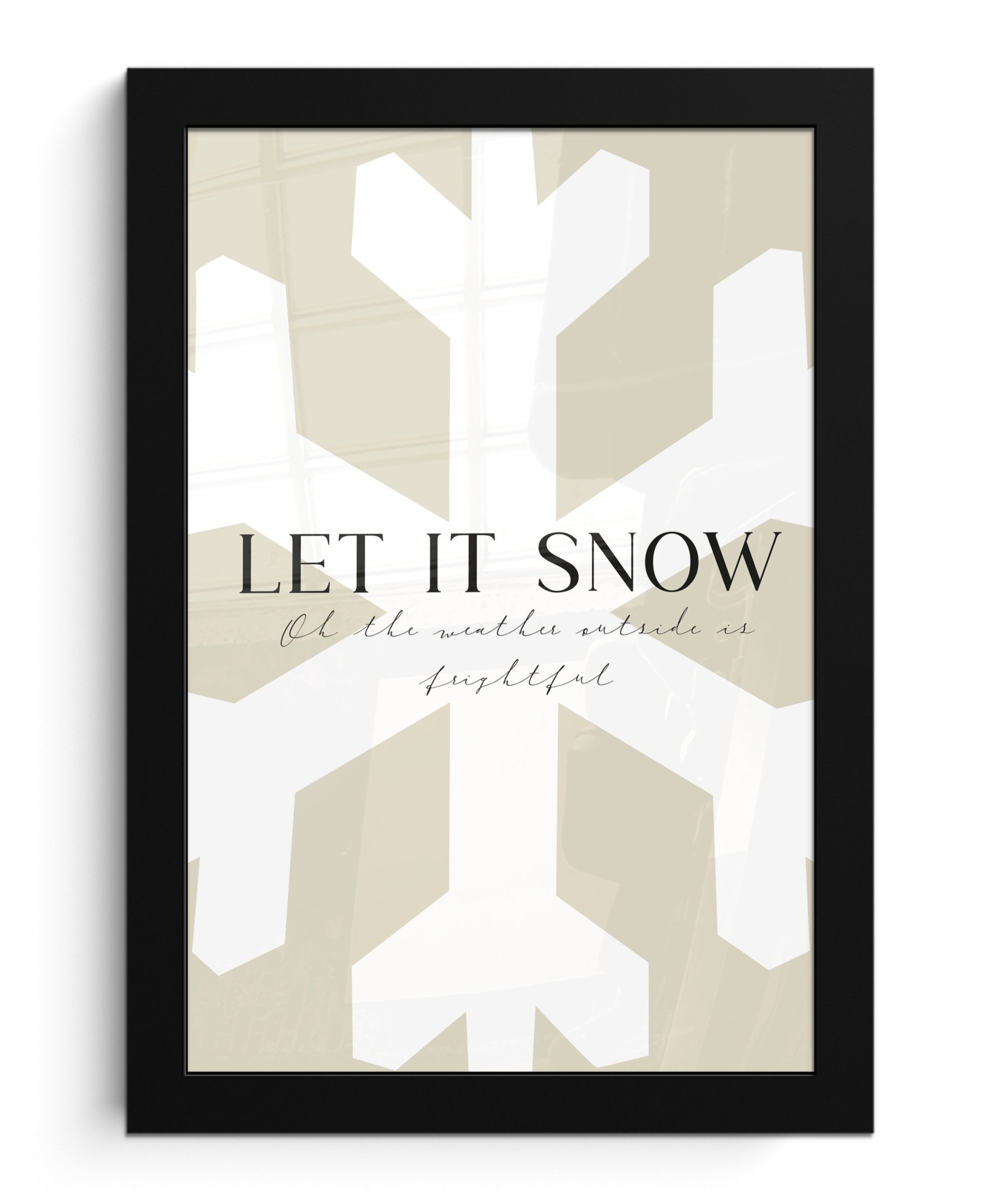 MuchoWow Poster Schnee - Japandi - Winter - Dekoration, (1 St), Bilderrahmen, Zimmer Deko, Bild für Wohnzimmer, 20x30 cm