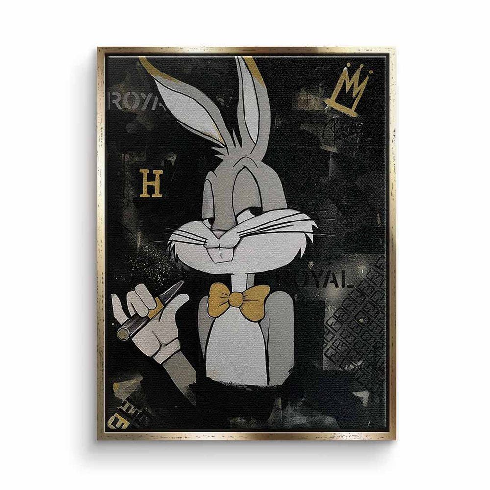 Premium Elegant Leinwandbild, - PopArt Rahmen Bunny Wandbild DOTCOMCANVAS® weißer Motivationsbild -