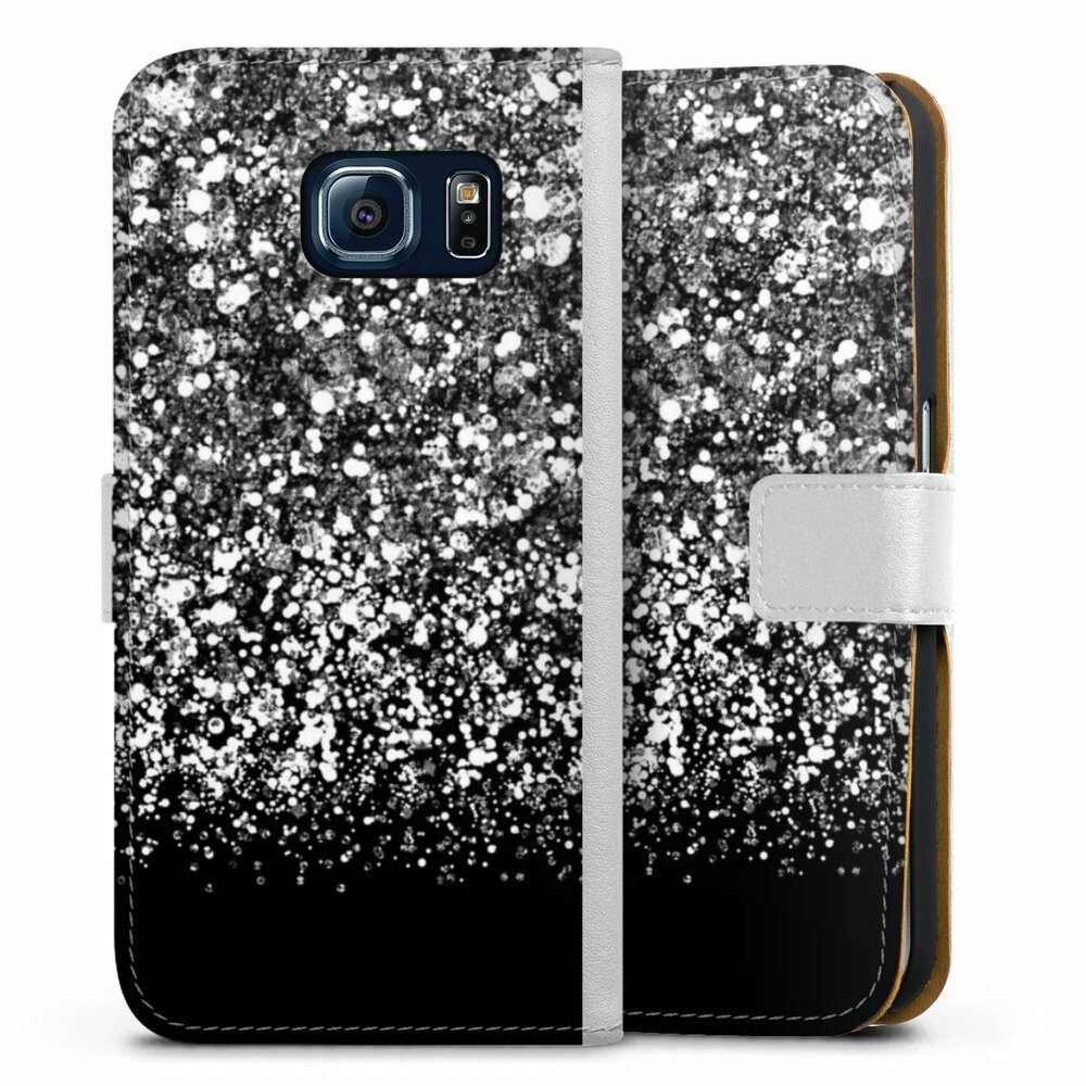 DeinDesign Handyhülle Glitzer Look Schneeflocken Muster Snow Fall Glitter  Look, Samsung Galaxy S6 Hülle Handy Flip Case Wallet Cover Handytasche Leder