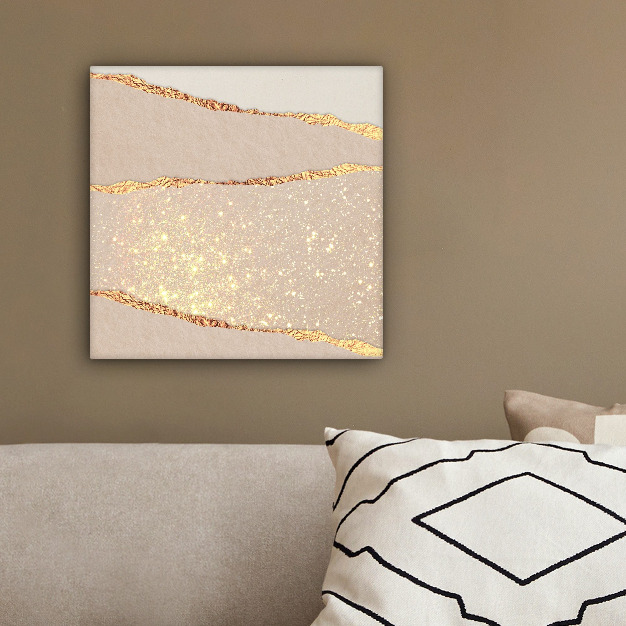 OneMillionCanvasses® Leinwandbild Glitzer - Luxus - Gold - Abstrakt, Fotodruck (1 St), Wandbild, Deko Schlafzimmer Wohnzimmer Flur 20x20 cm – Bild 4 von 5