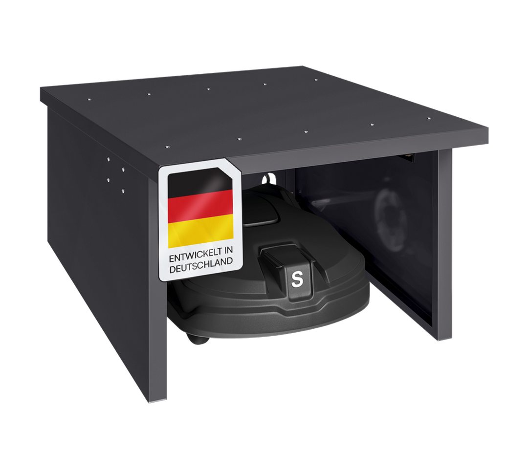 STEELSØN Mähroboter-Garage Drakon, 90 x 76 x 53.5/42.5 cm (LxBxH), wetterfest, aufklappbares Pultdach STEELSØN Mähroboter-Garage Drakon, 90 x 76 x 53.5/42.5 cm (LxBxH), wetterfest, aufklappbares Pultdach