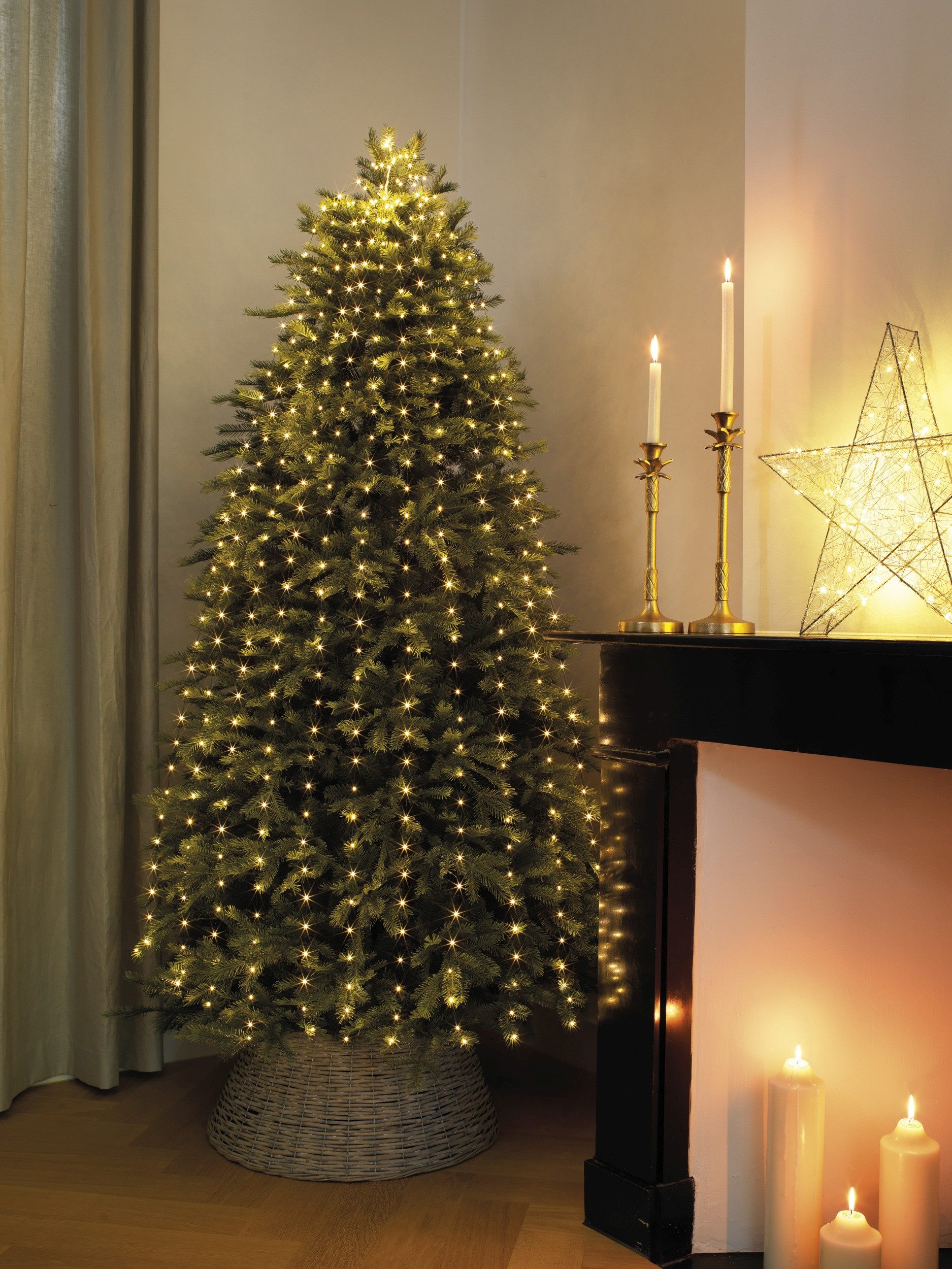 Lumineo LED-Lichterkette Lumineo Lichterkette TREE LIGHTS 408 LED 1,8 m warm weiß, grüner Draht, 12 Lichtstränge, Indoor/Outdoor, Baum: 180 cm, Timer