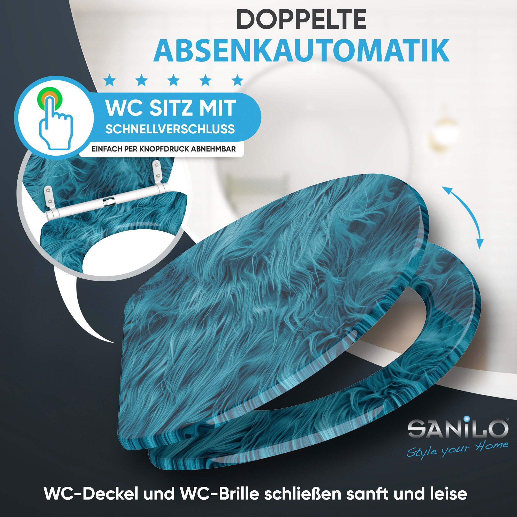 Sanilo WC-Sitz mit Absenkautomatik & Top Fix in vielen Designs, hochwertig, abnehmbar, leichte Montage von oben, mit Schraubenzieher – Bild 3 von 5